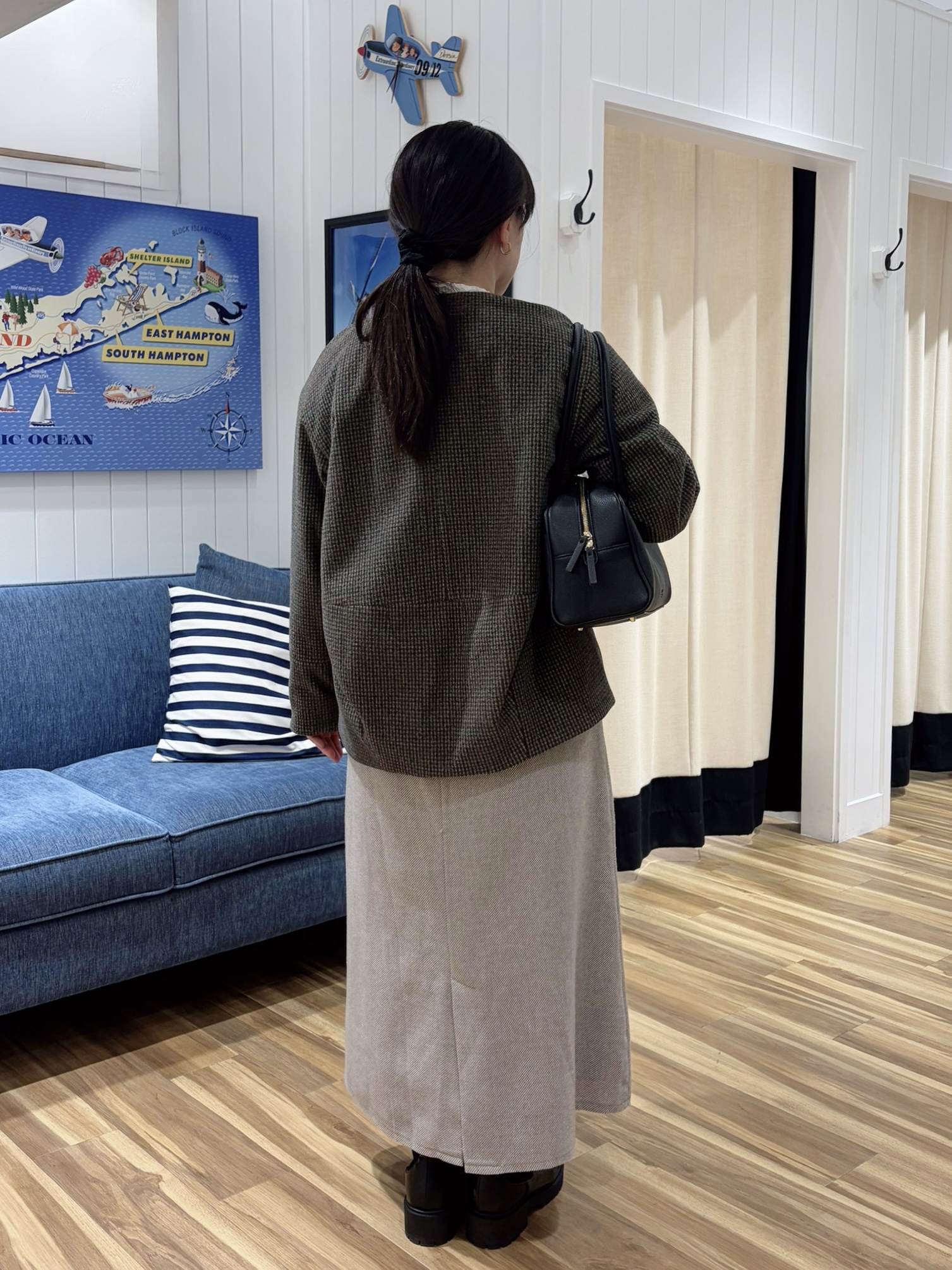 石田亜里紗さんの「Dessin｜【定番アイテム】ハウンドトゥースニットメルトン ノーカラージャケット」を使ったコーディネート