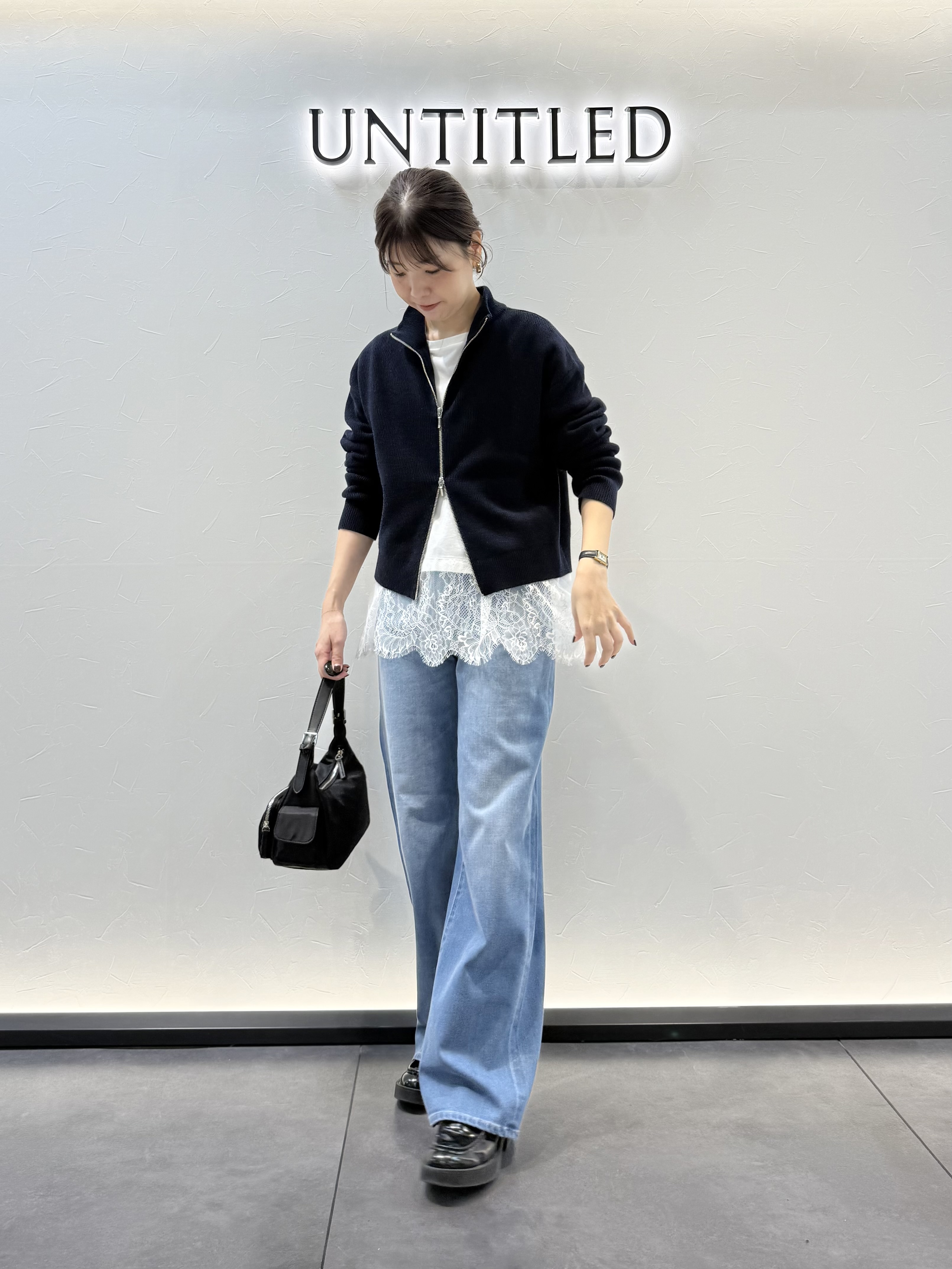 かなえさんの「UNTITLED｜【秋羽織り/ニット】ウールジップカーディガン」を使ったコーディネート