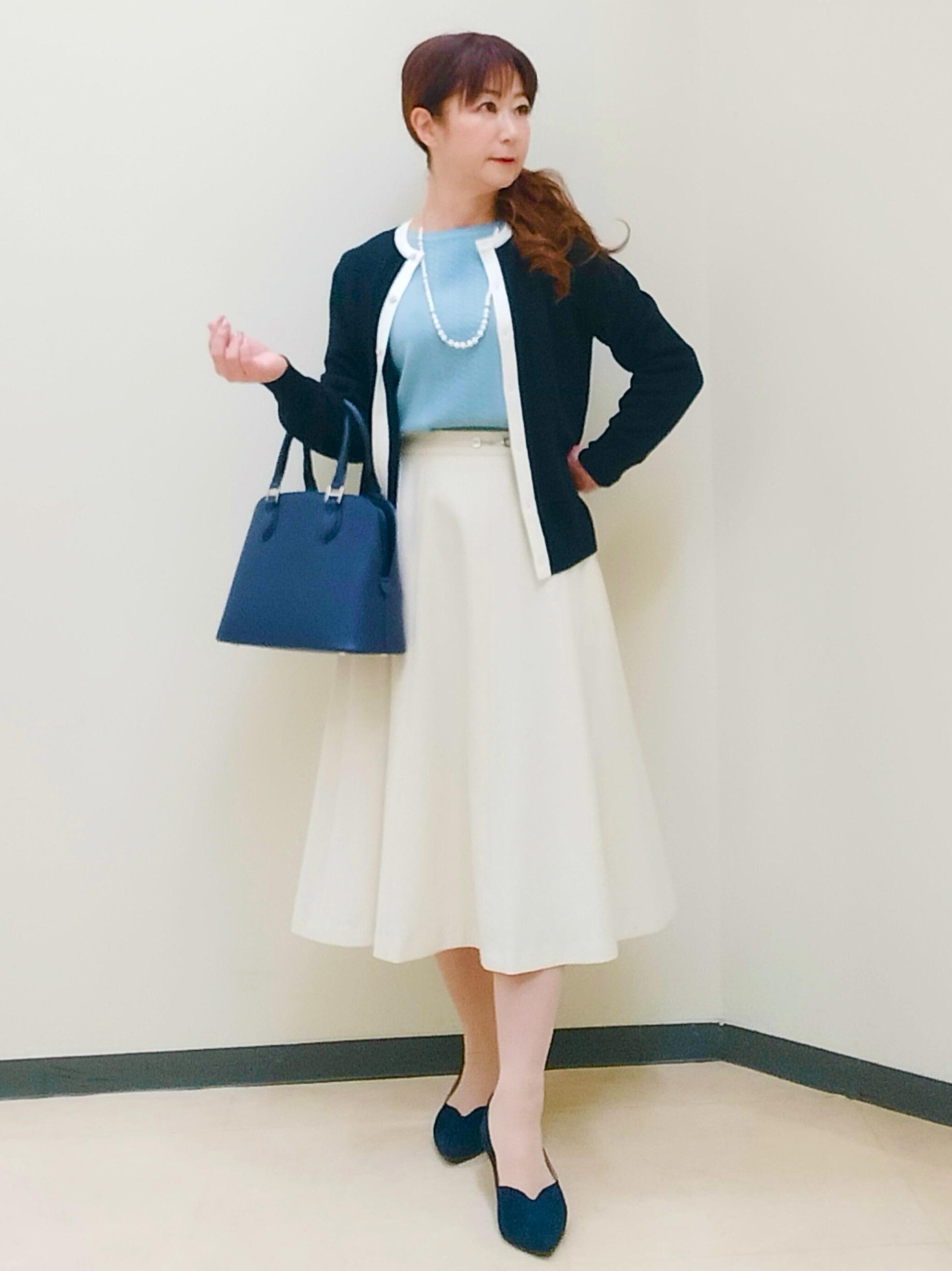 花さんの「Reflect｜【SS-4Lサイズ】ウエストビットデザイン フレアスカート」を使ったコーディネート