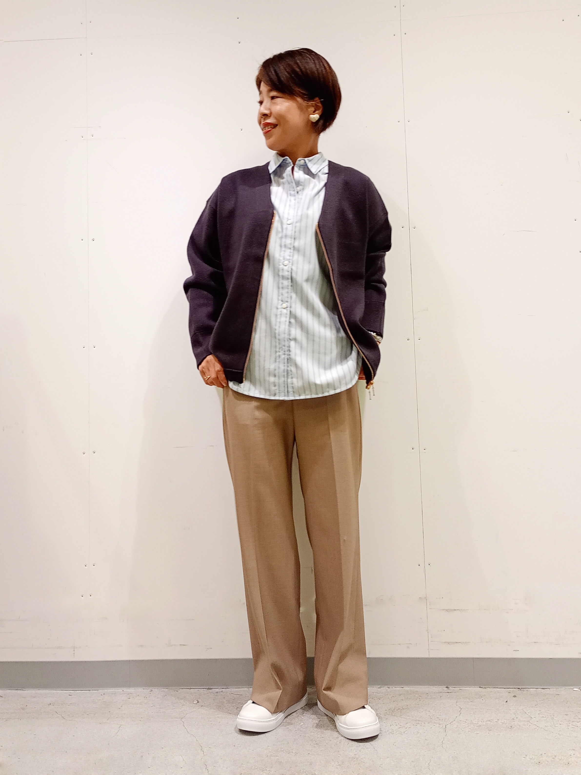 Kさんの「INDIVI｜【ミラノリブ編み】ジップニットブルゾン」を使ったコーディネート