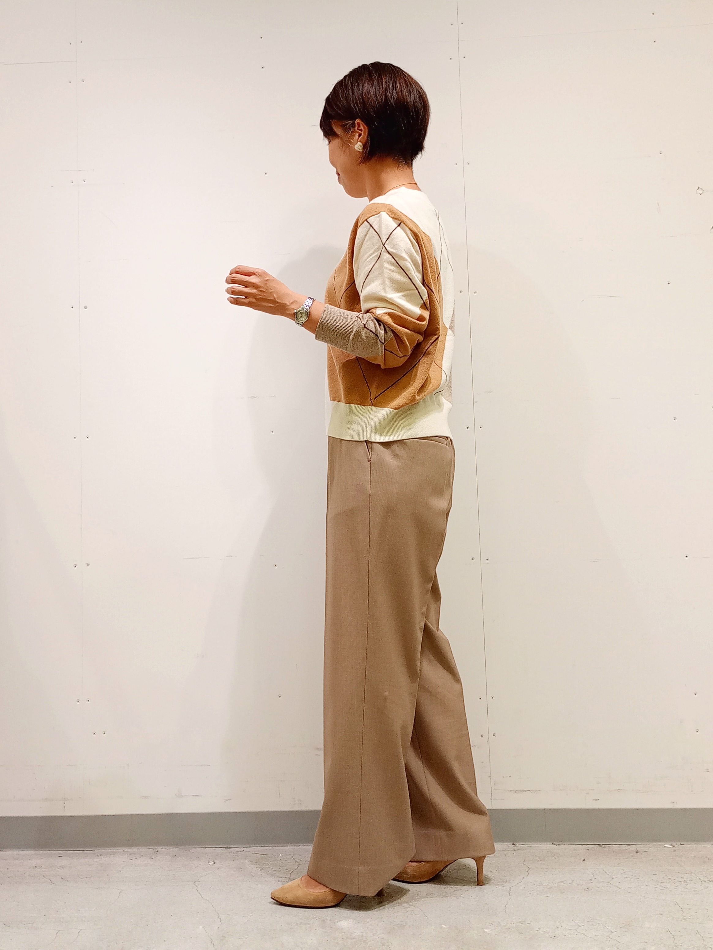 Kさんの「INDIVI｜追加生産プレオーダー開始！【ウール混】ビッグアーガイル柄ニット」を使ったコーディネート