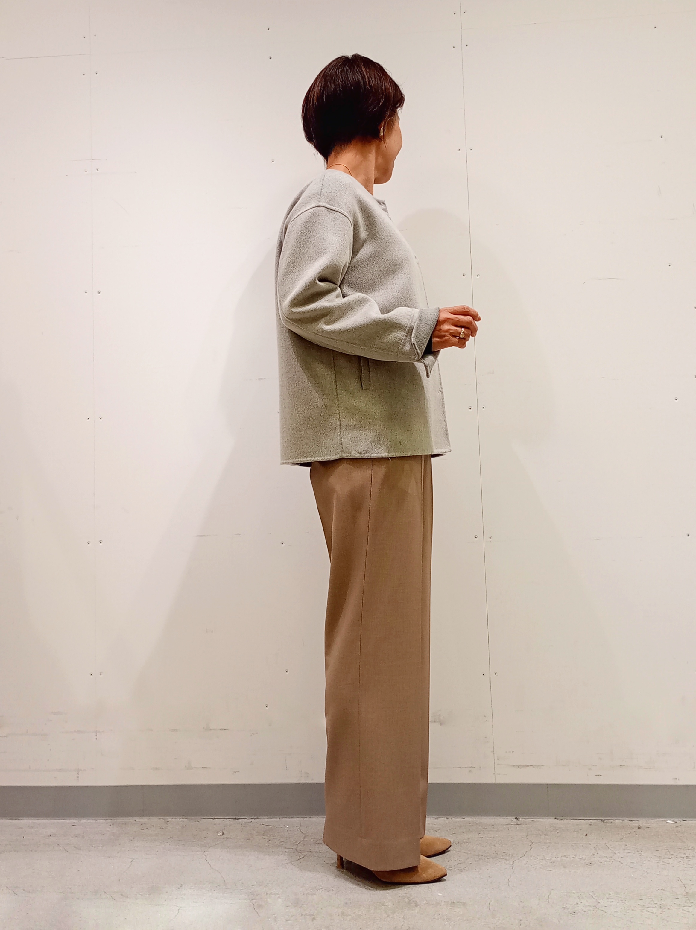Kさんの「INDIVI｜【ウール混／配色】ショート丈リバー丸首コート」を使ったコーディネート