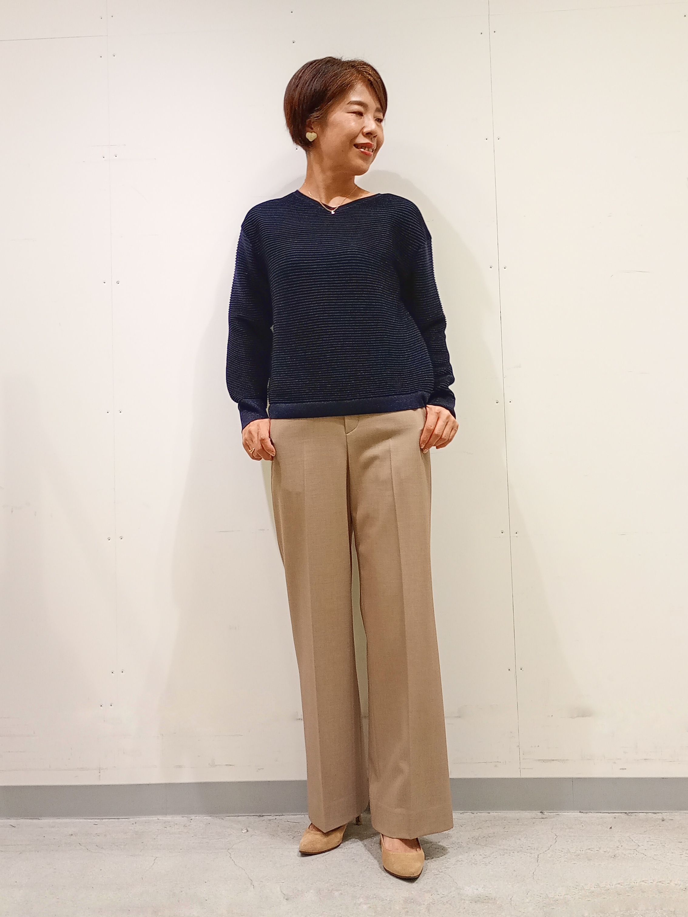 Kさんの「INDIVI｜【ウール混／配色】ショート丈リバー丸首コート」を使ったコーディネート