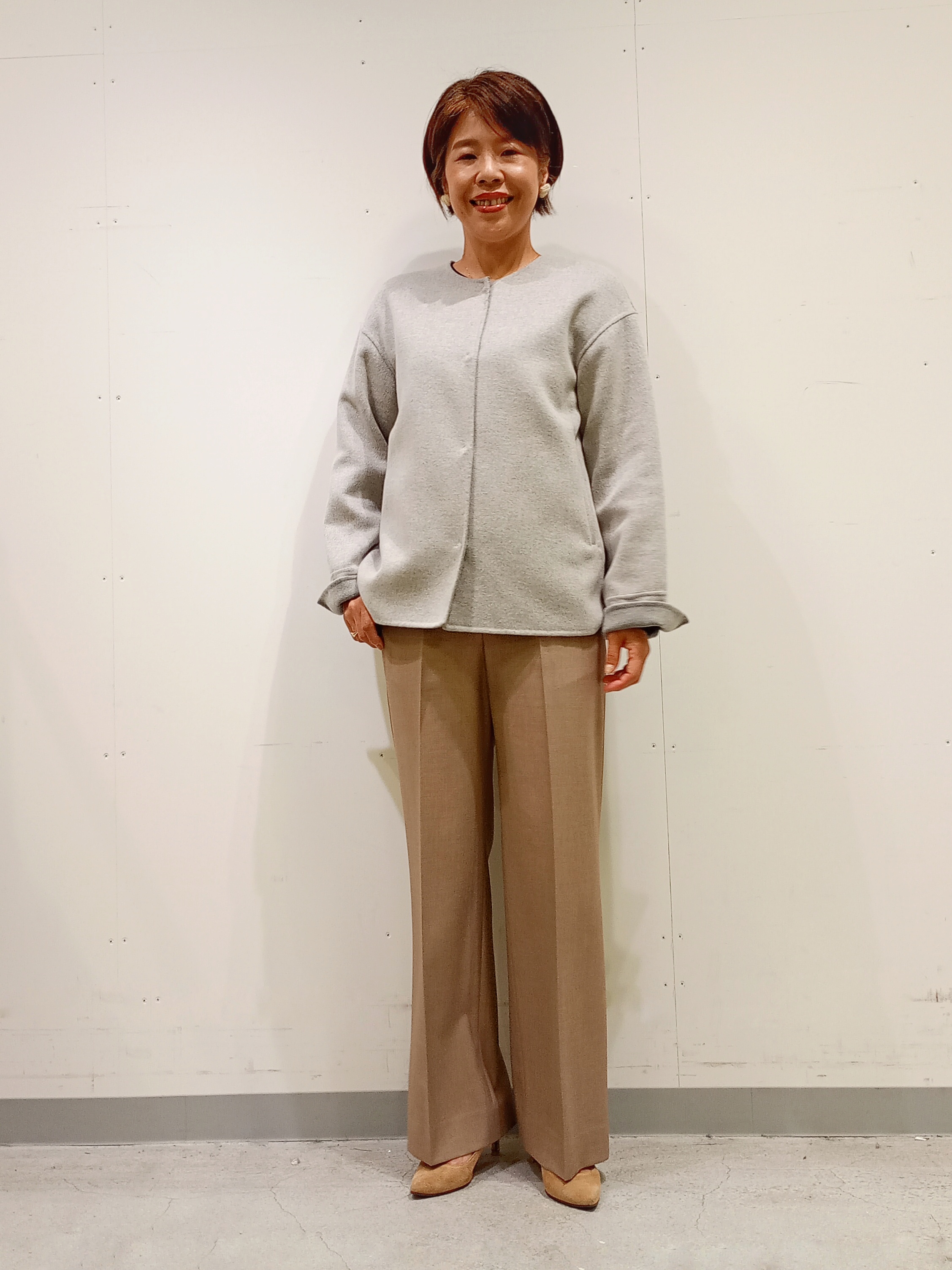 Kさんの「INDIVI｜【ウール混／配色】ショート丈リバー丸首コート」を使ったコーディネート