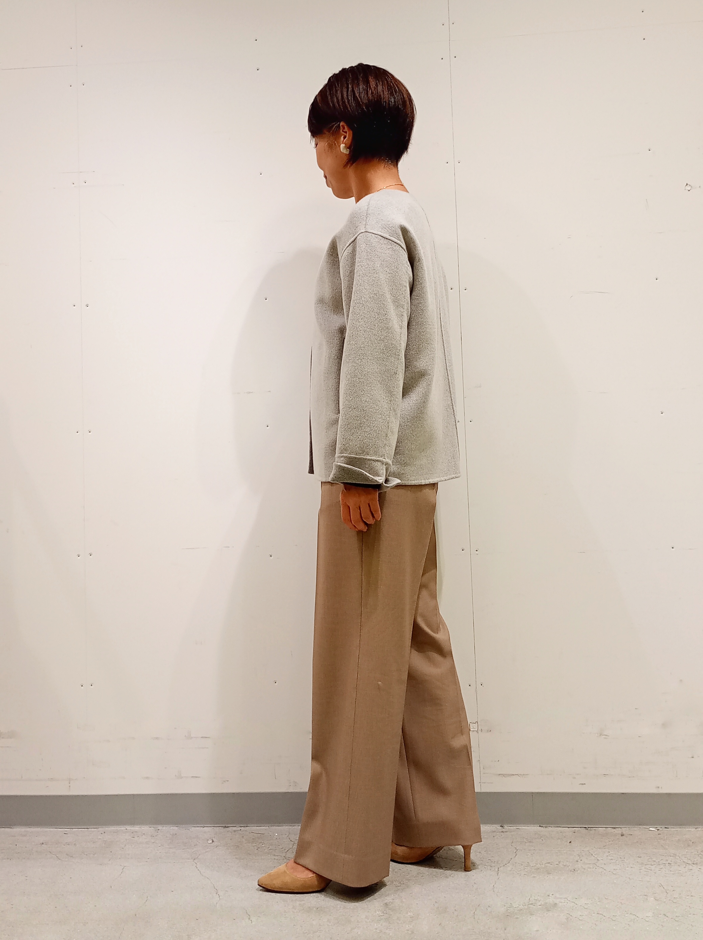 Kさんの「INDIVI｜【ウール混／配色】ショート丈リバー丸首コート」を使ったコーディネート