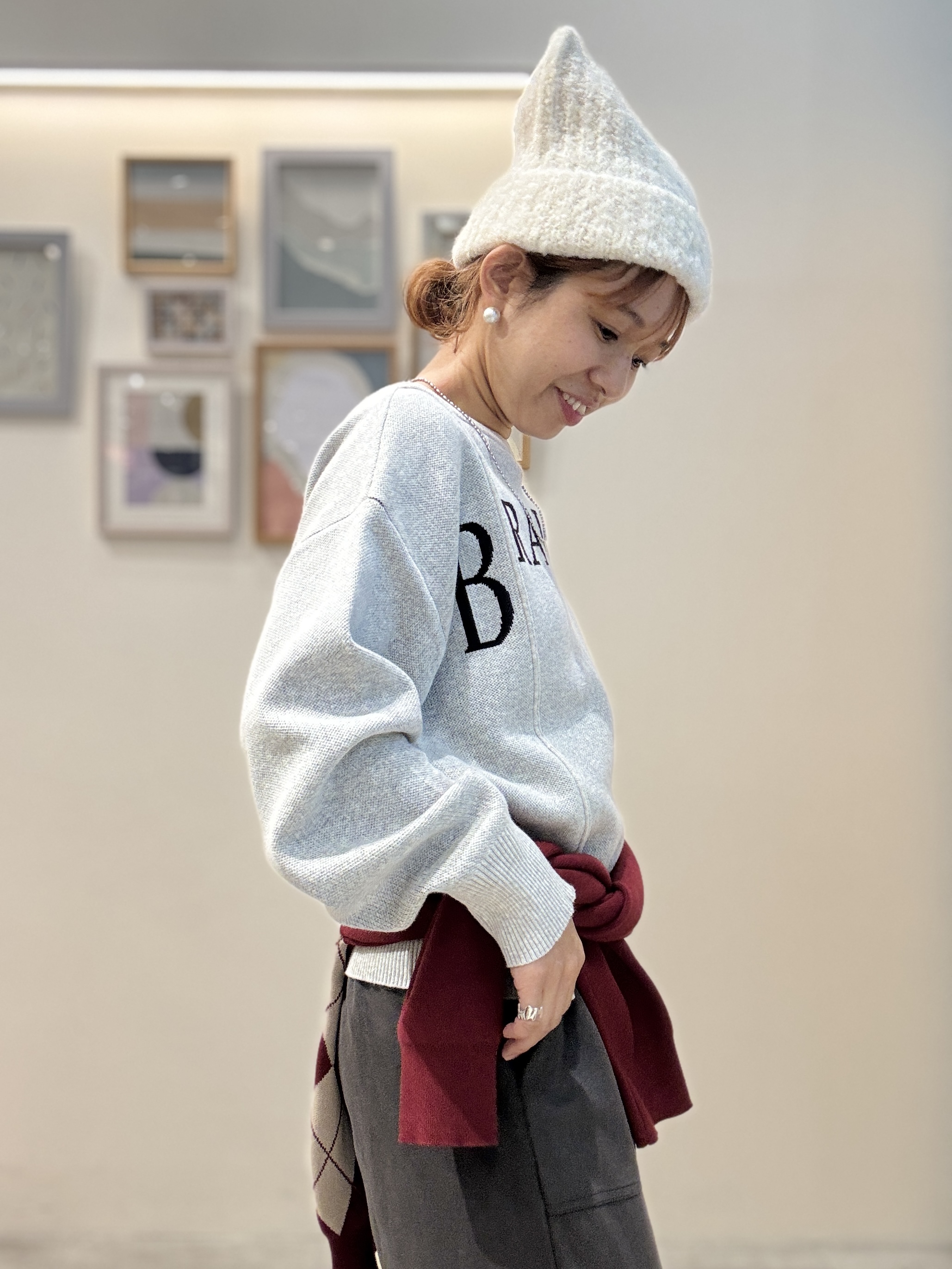 たけぴさんの「SHOO･LA･RUE｜【洗濯機可/S-LL】ドット&アーガイル柄が目を惹くニットカーディガン」を使ったコーディネート