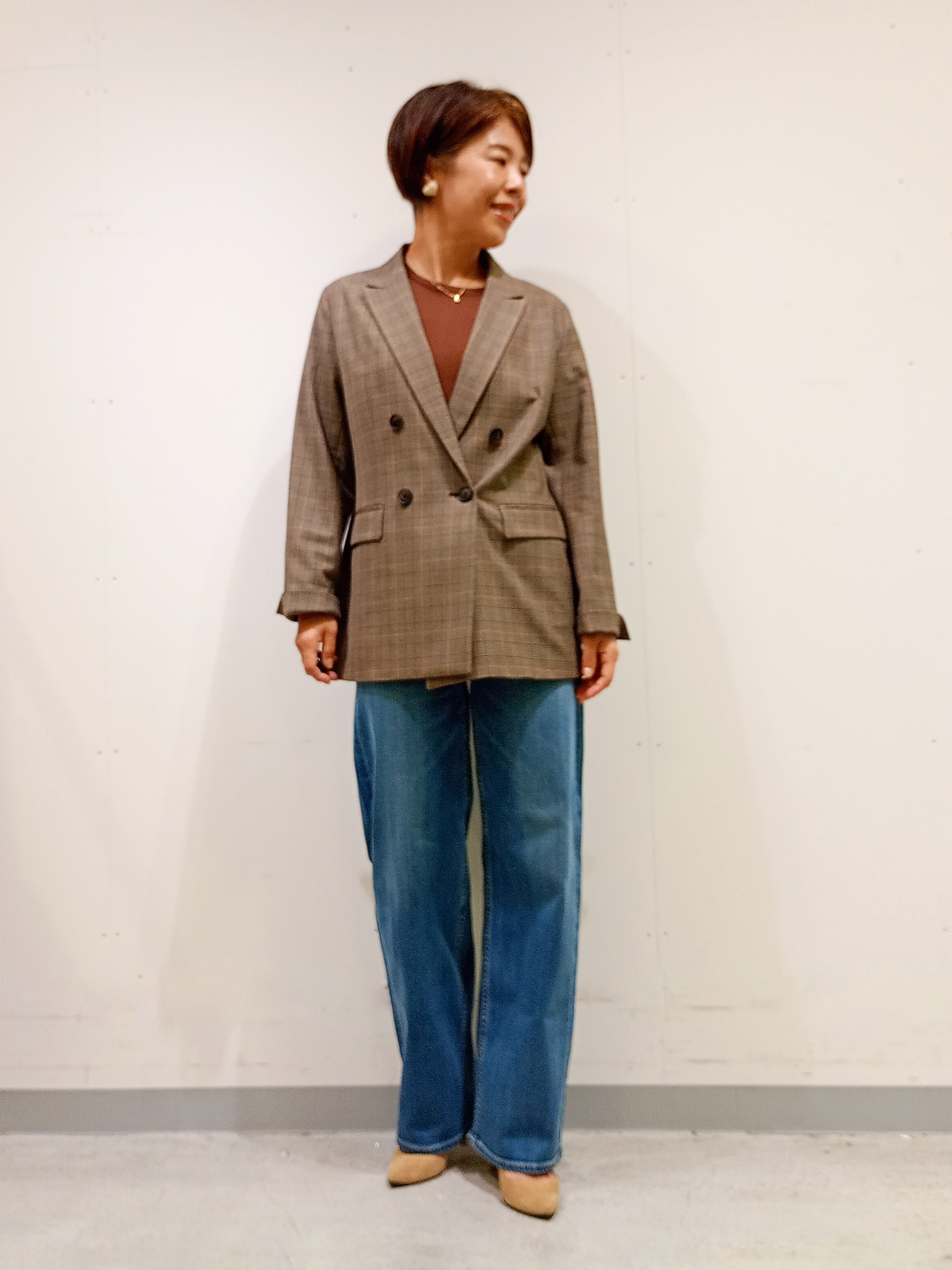 Kさんの「INDIVI｜【洗濯機OK／ストレッチ◎】秋はじめのダブルジャケット」を使ったコーディネート
