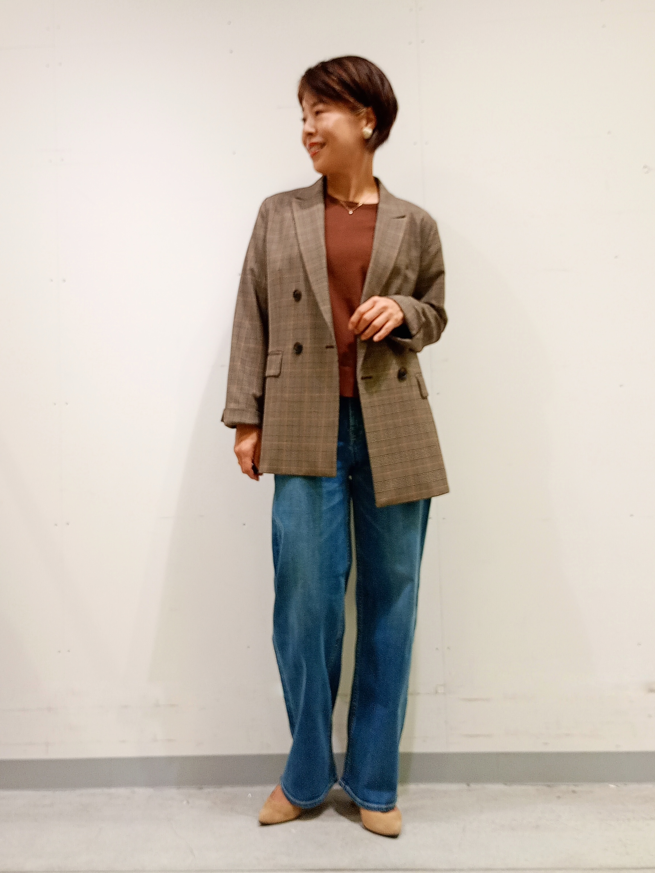 Kさんの「INDIVI｜【洗濯機OK／ストレッチ◎】秋はじめのダブルジャケット」を使ったコーディネート