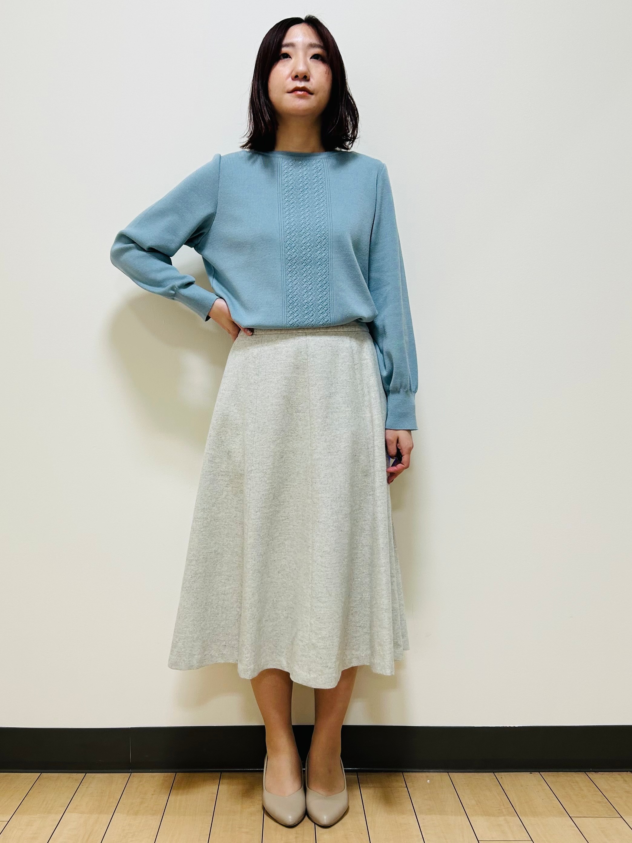 miiiさんの「Reflect｜【マシンウォッシュ】レース風編み柄ニット」を使ったコーディネート