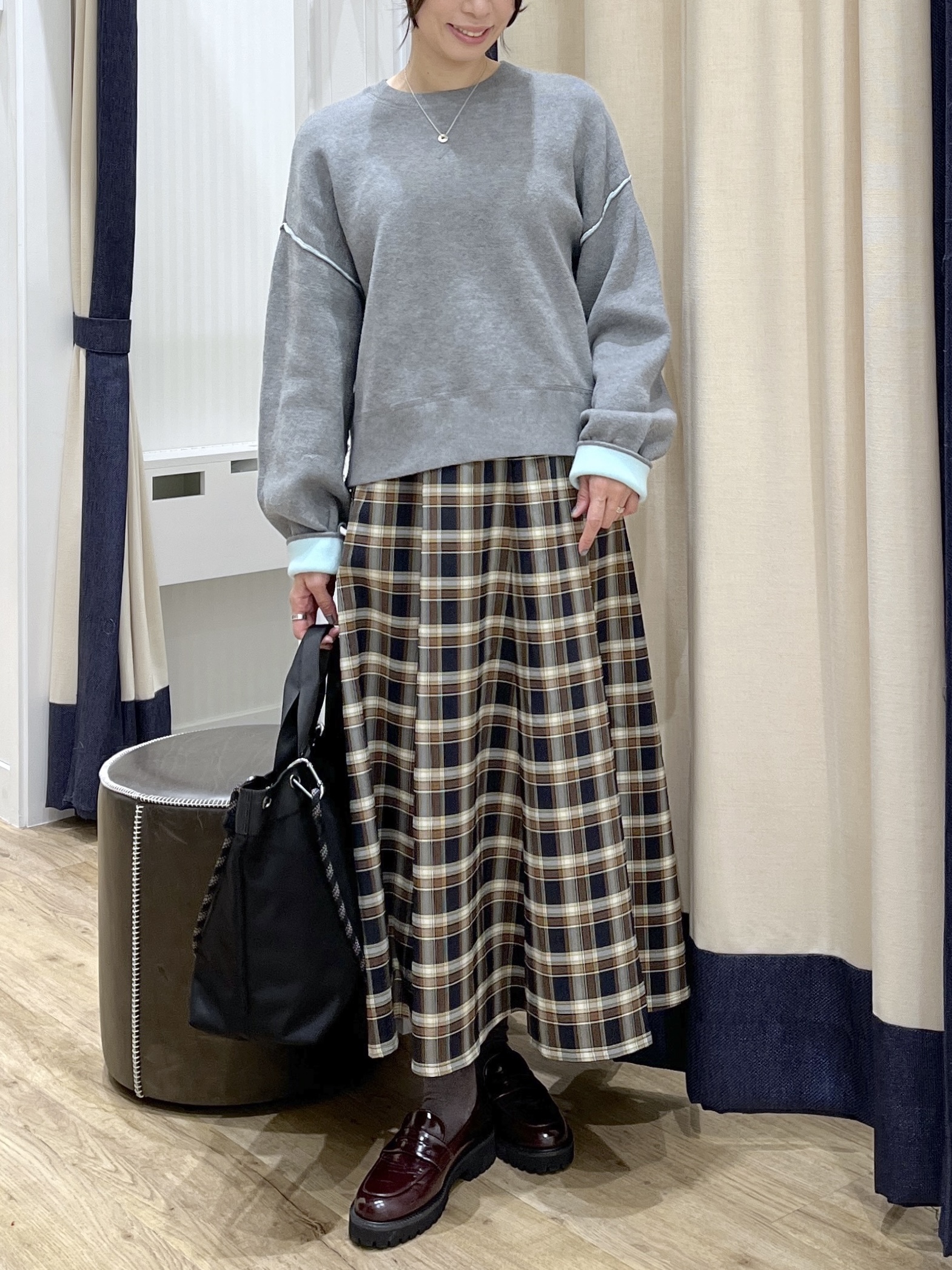 canaさんの「Dessin｜【2WAY/洗濯機OK/XS-L】配色リバーシブル コットンジャカード クルーネックニット」を使ったコーディネート