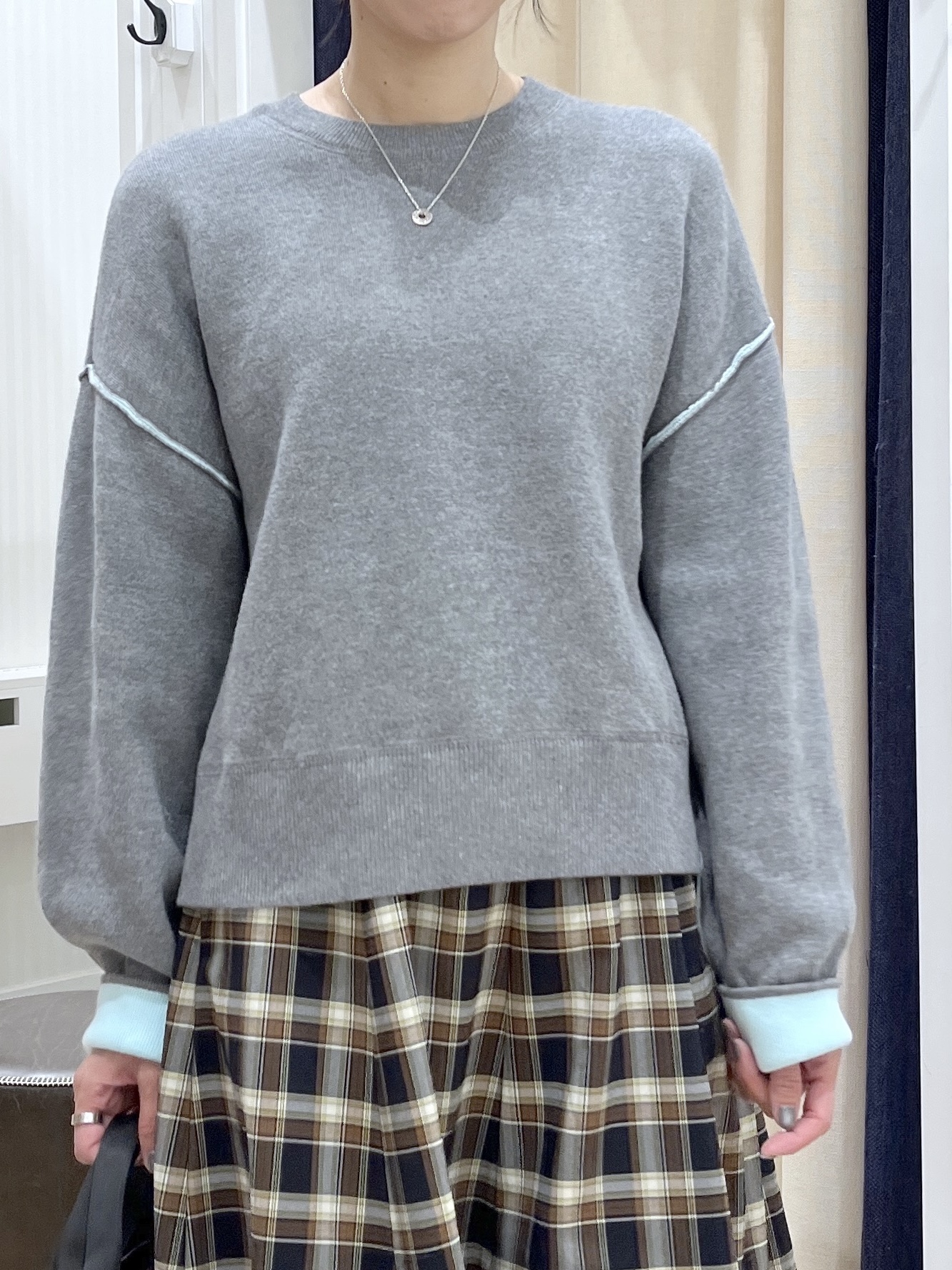 canaさんの「Dessin｜【2WAY/洗濯機OK/XS-L】配色リバーシブル コットンジャカード クルーネックニット」を使ったコーディネート