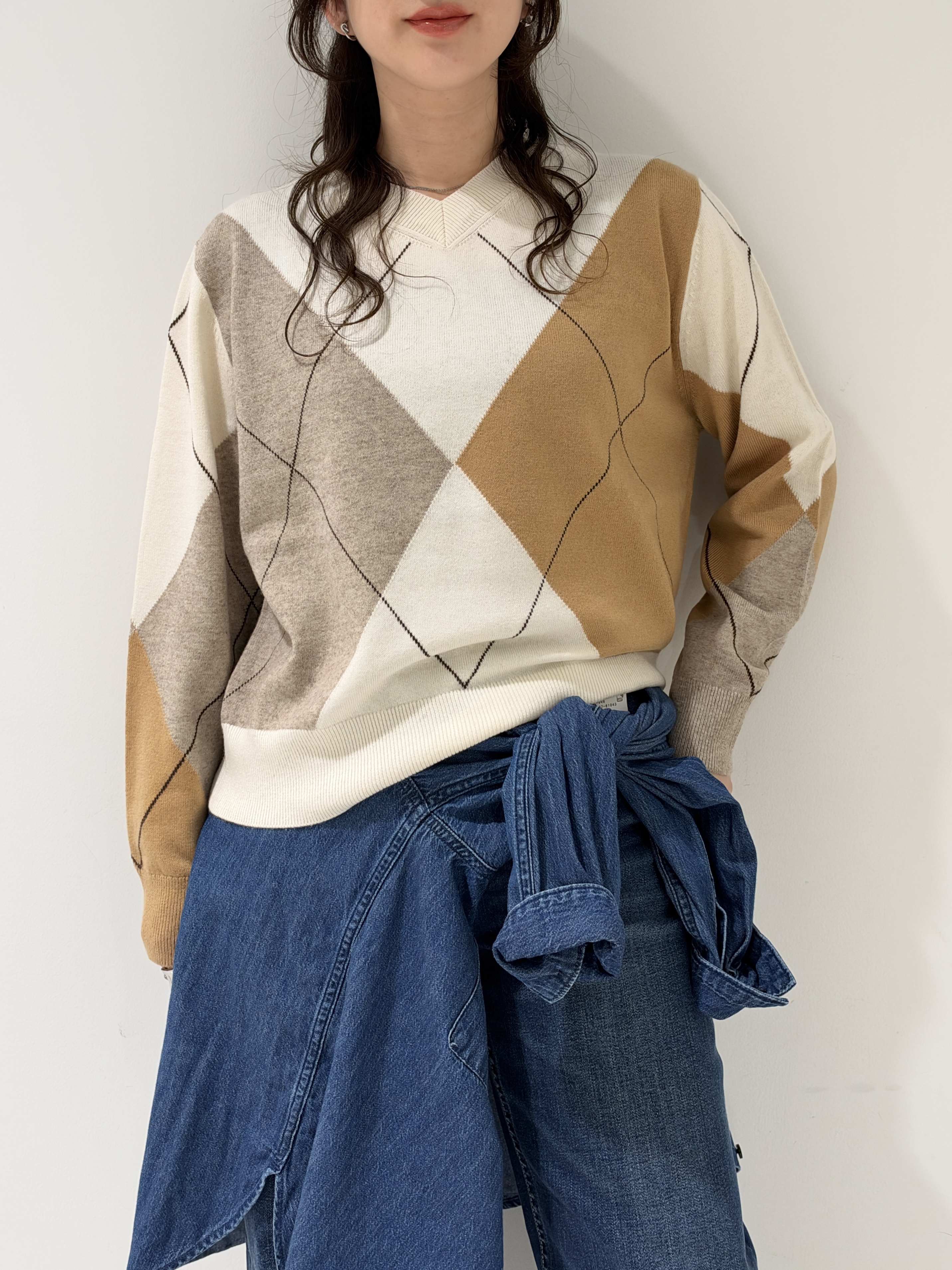 そんさんの「INDIVI｜追加生産プレオーダー開始！【ウール混】ビッグアーガイル柄ニット」を使ったコーディネート