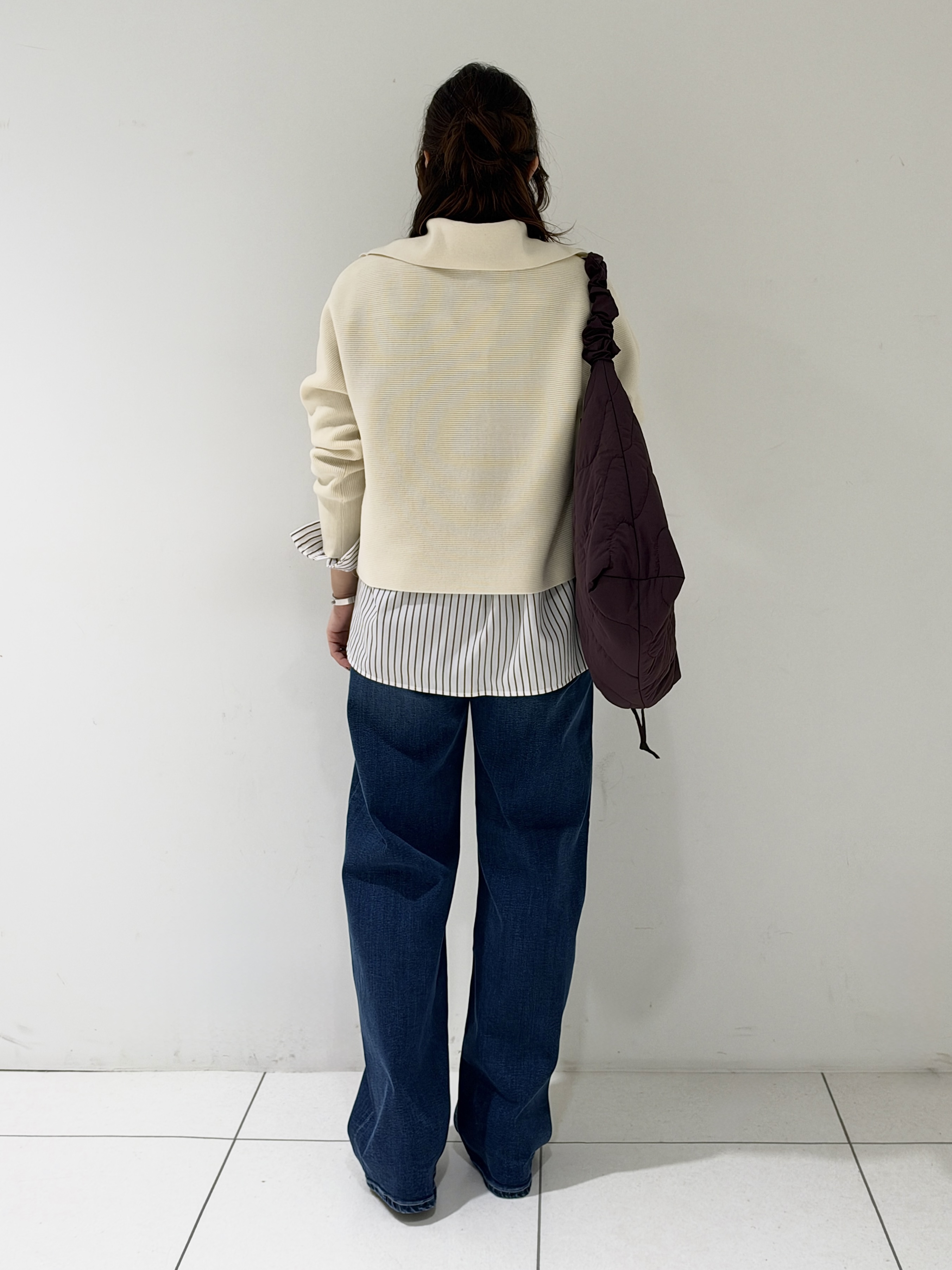 そんさんの「INDIVI｜【ウール混／クロップド丈】畦編みスキッパー衿ニット」を使ったコーディネート