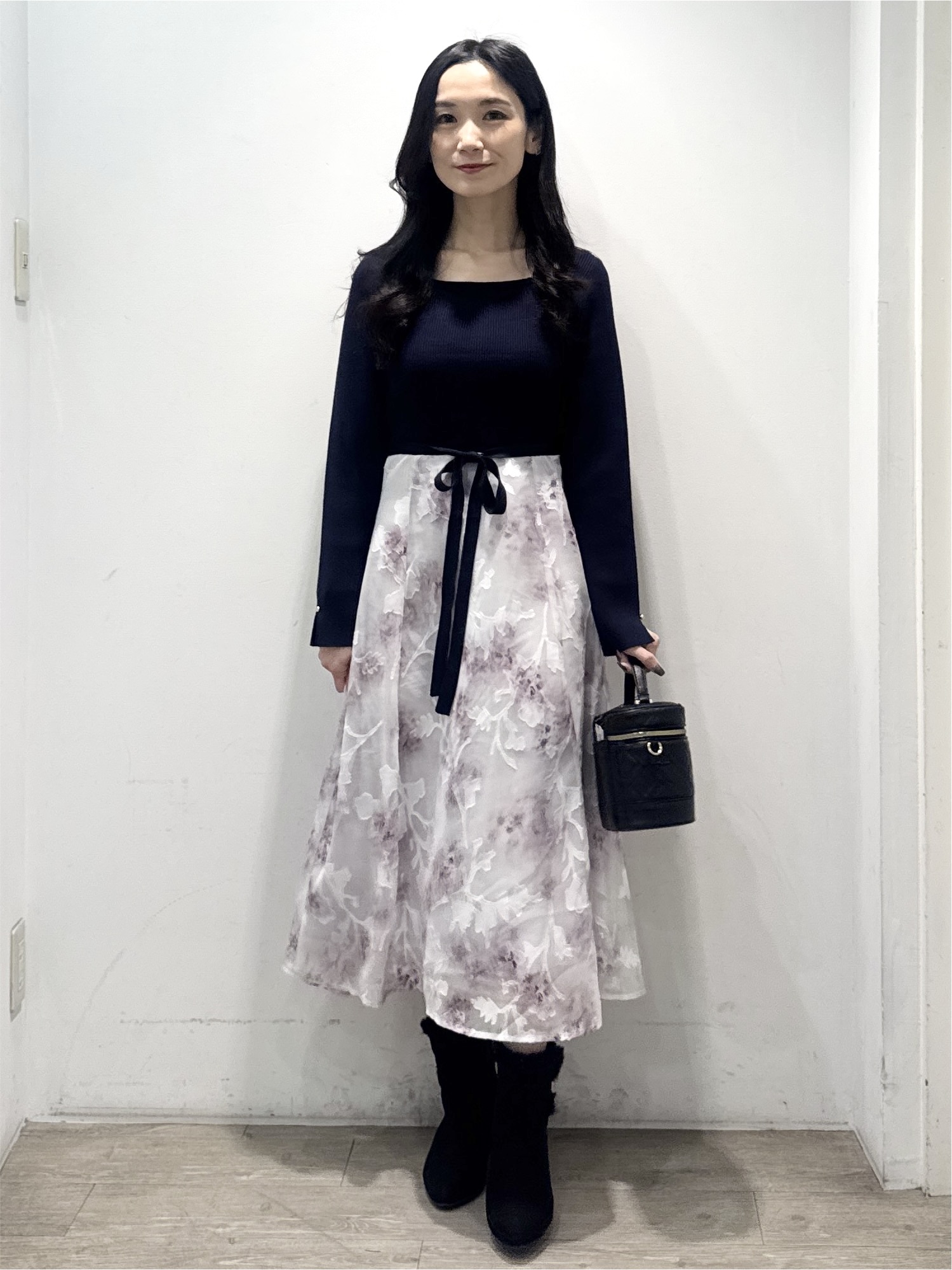yuicciさんの「OPAQUE.CLIP｜【植草美幸先生が指南する好印象スタイル】フラワージャカードドッキングニットワンピース≪洗濯機OK≫」を使ったコーディネート