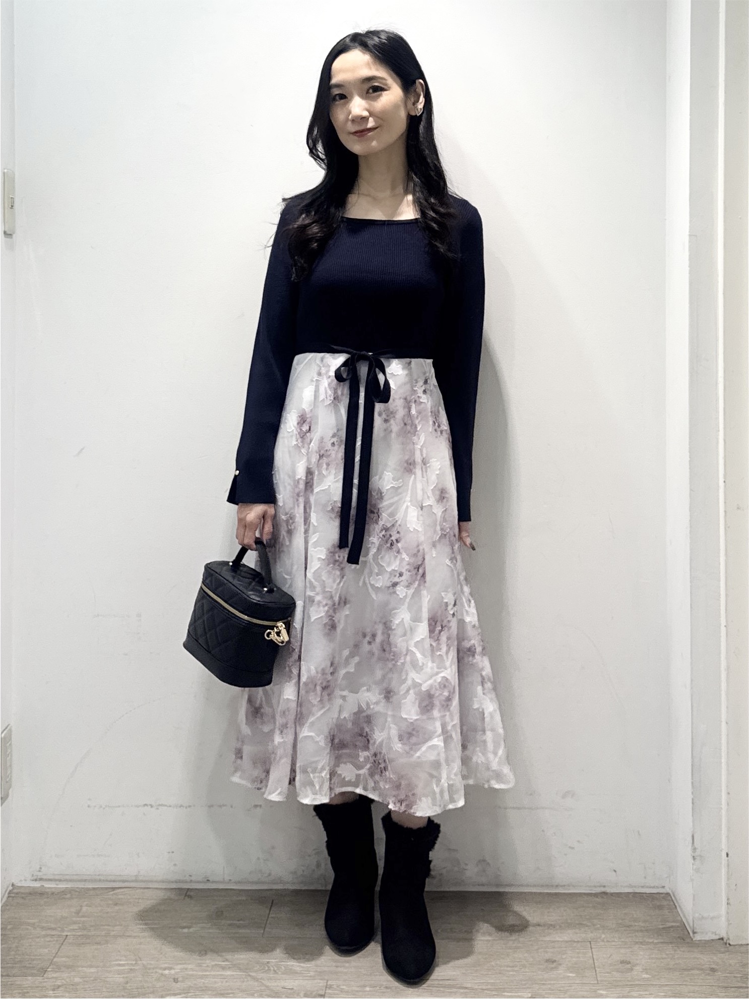 yuicciさんの「OPAQUE.CLIP｜【植草美幸先生が指南する好印象スタイル】フラワージャカードドッキングニットワンピース≪洗濯機OK≫」を使ったコーディネート
