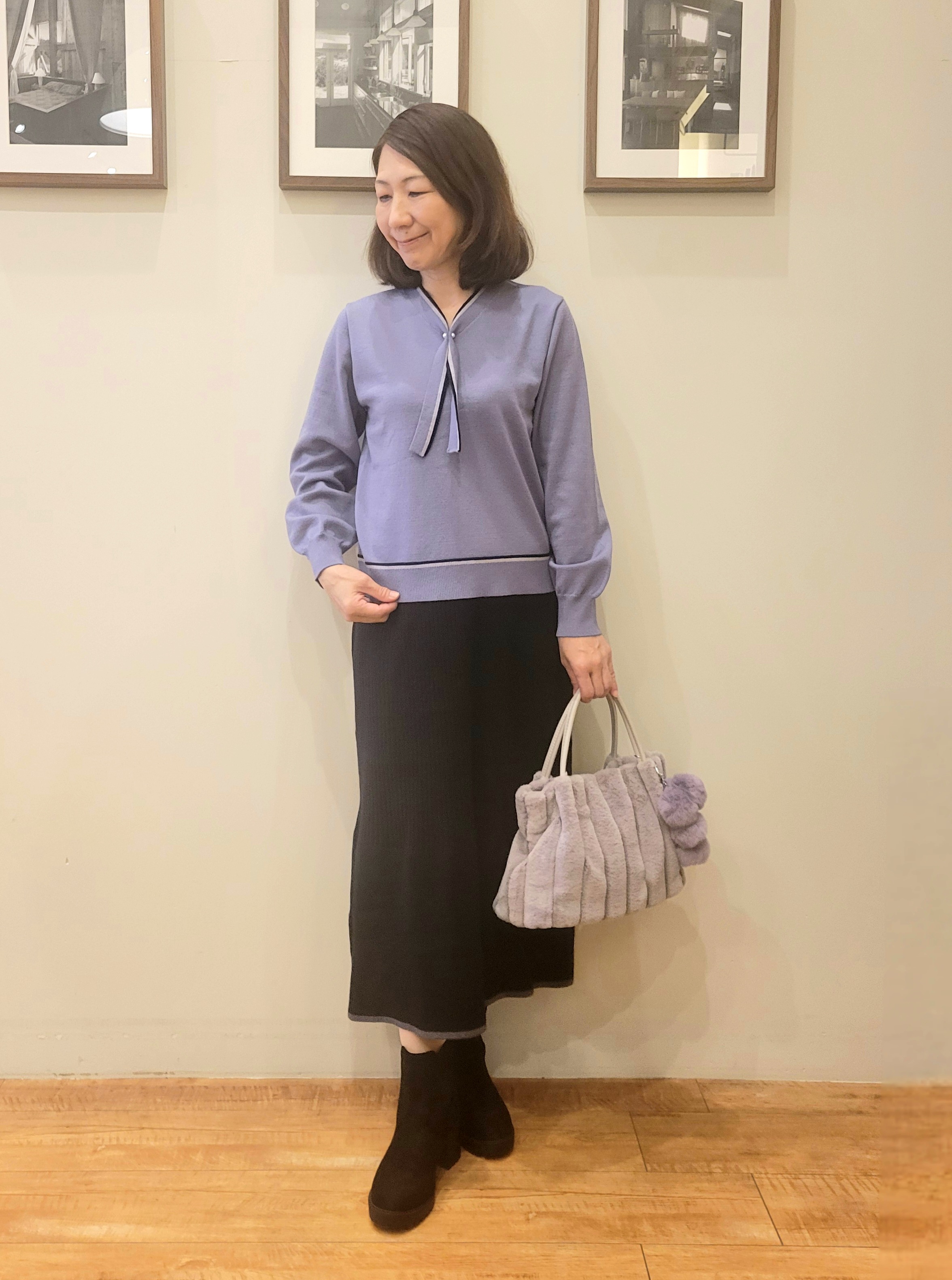 ユウさんの「SHOO･LA･RUE｜【S-LL/洗濯機可/静電気防止】もちもち配色ダブルフェイスカーディガン」を使ったコーディネート