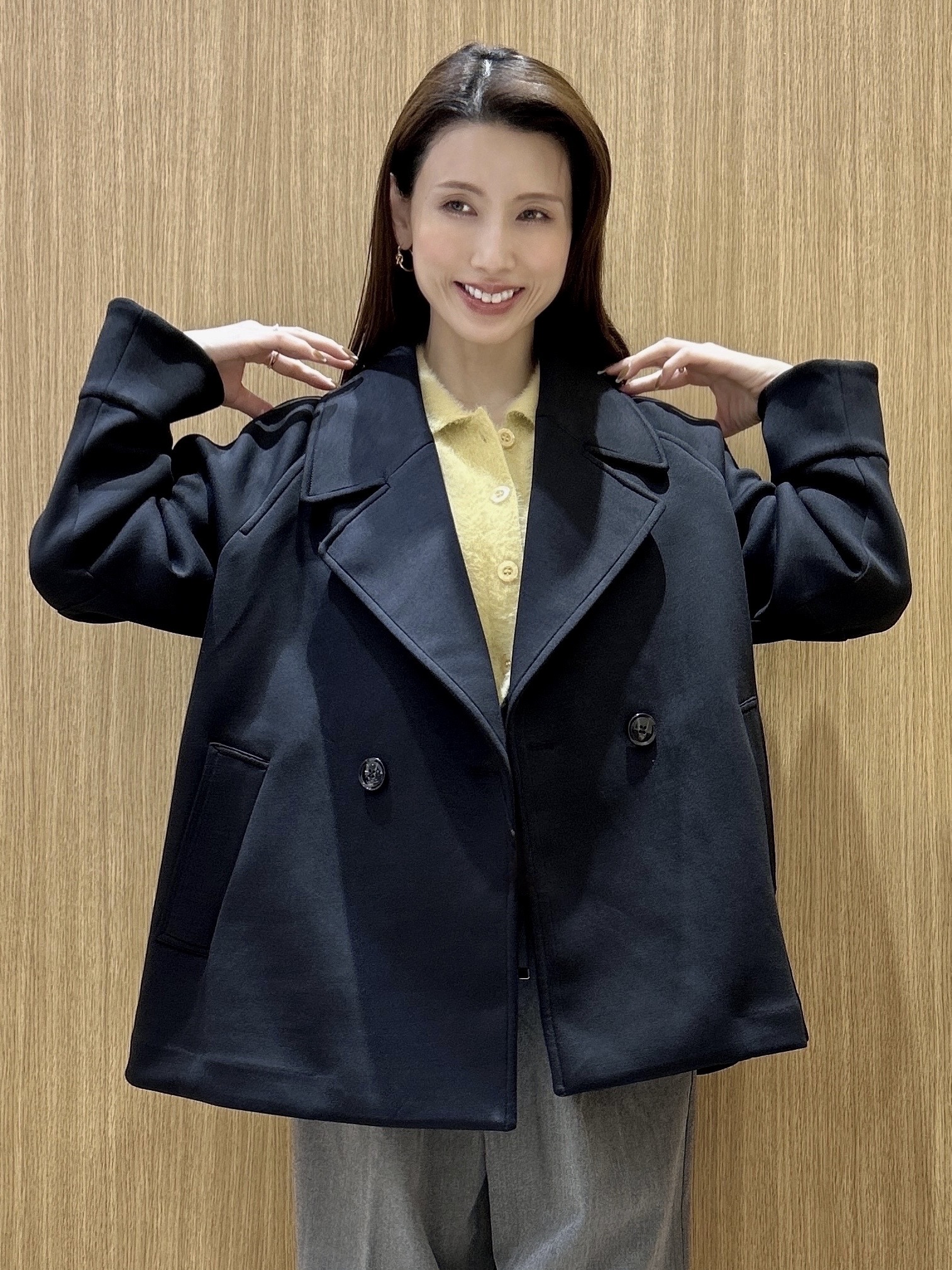 maiさんの「OPAQUE.CLIP｜ダンボールミドルピーコート【洗える／抗ピル】」を使ったコーディネート