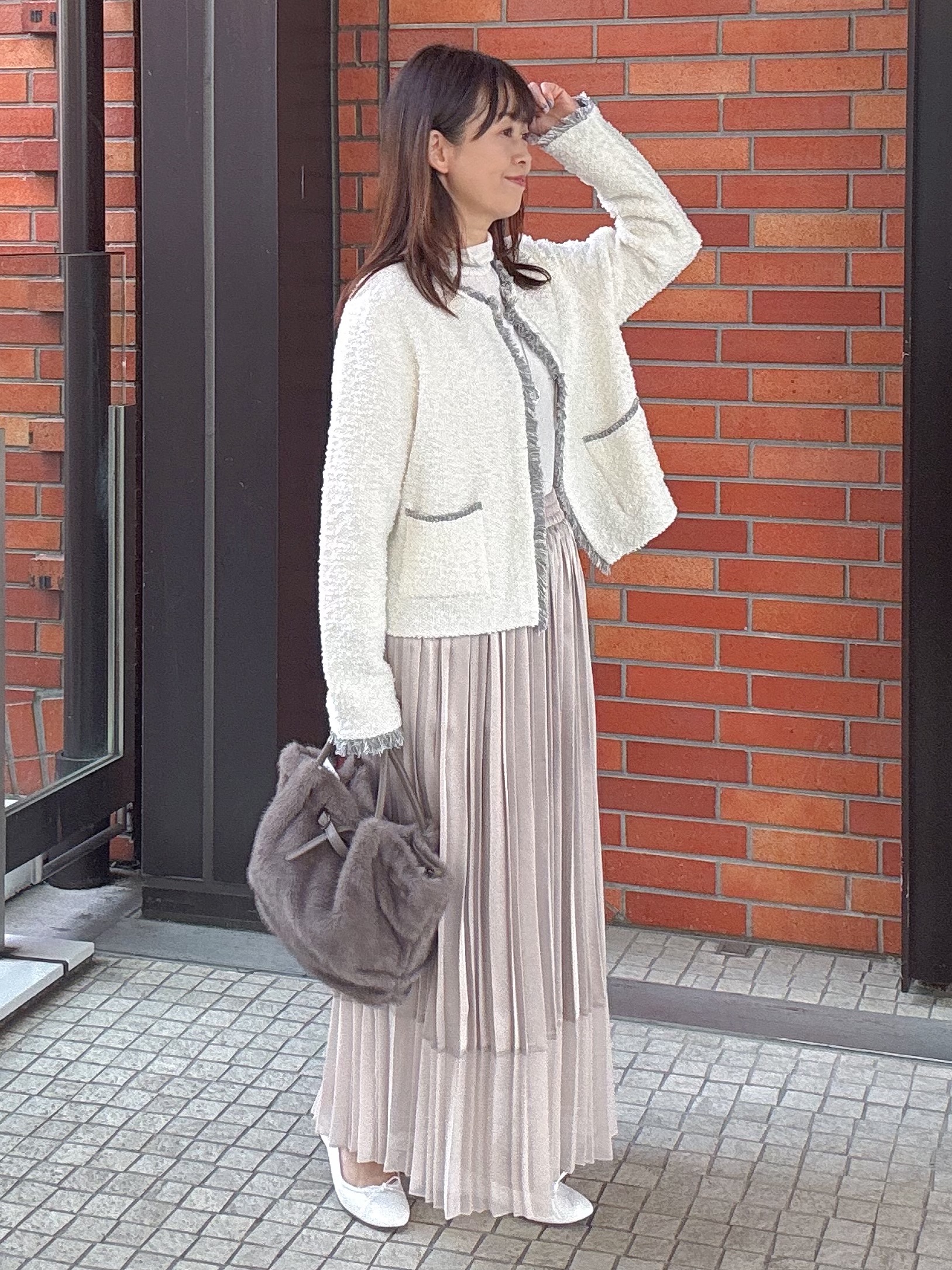 makiさんの「UNTITLED｜【ジャケットライク/秋羽織り】ファンシーヤーンツイードニットカーディガン」を使ったコーディネート