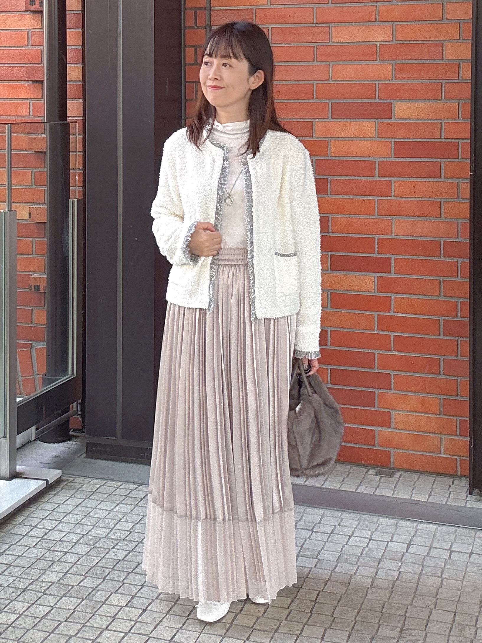 makiさんの「UNTITLED｜【ジャケットライク/秋羽織り】ファンシーヤーンツイードニットカーディガン」を使ったコーディネート