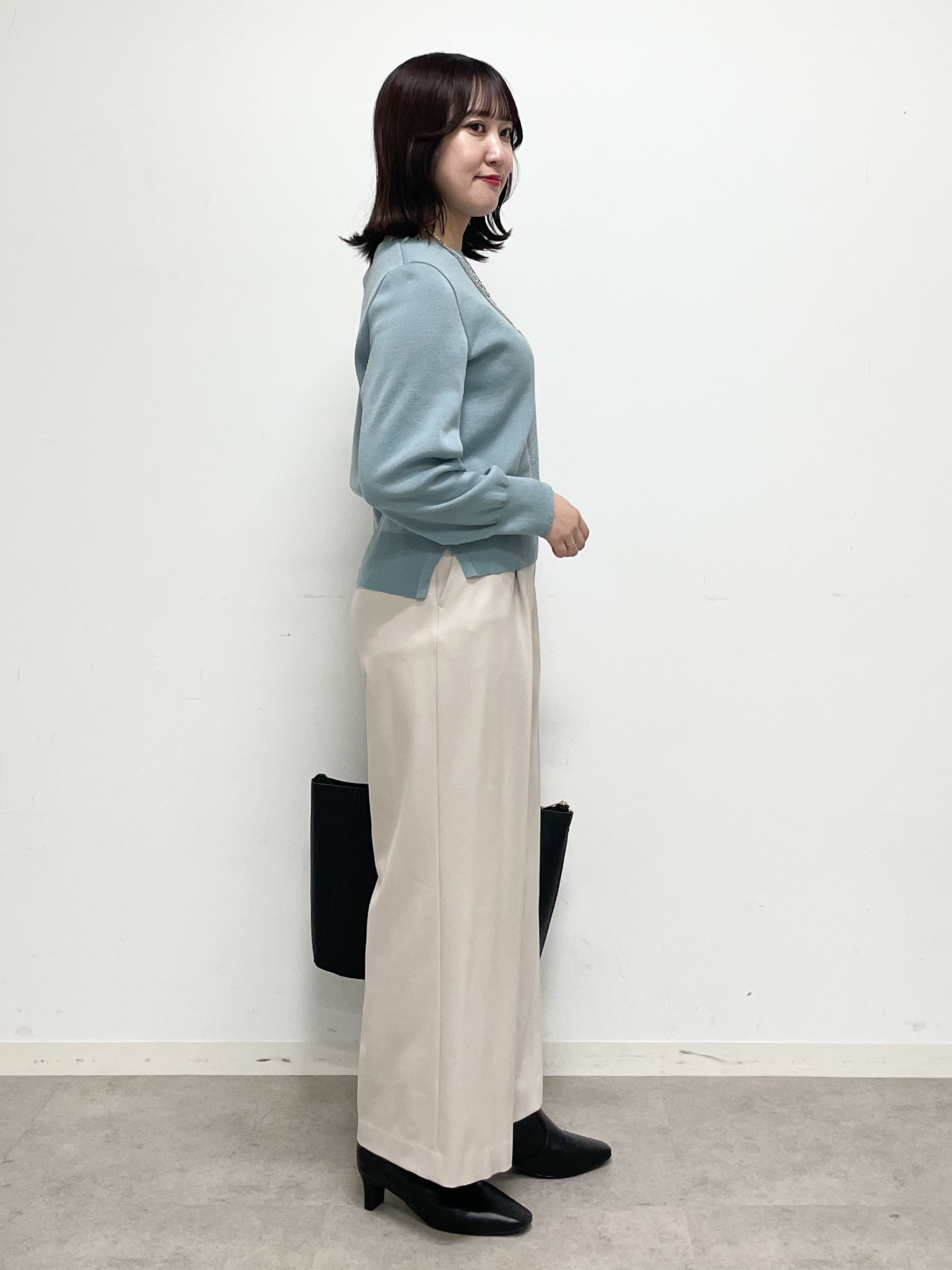 yukariさんの「Reflect｜【マシンウォッシュ】レース風編み柄ニット」を使ったコーディネート