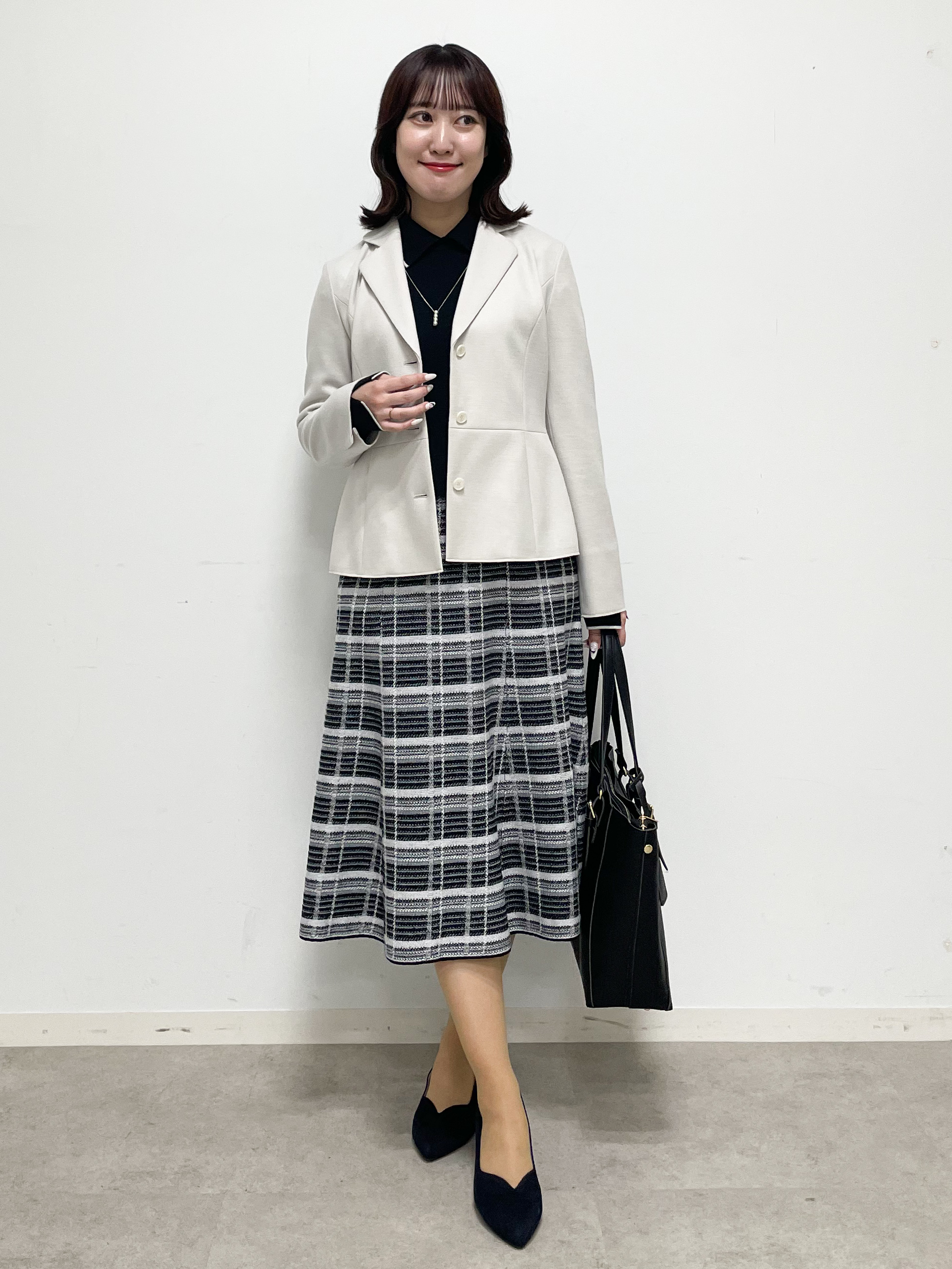 yukariさんの「Reflect｜【SS-4Lサイズ／セットアップ可】ペプラムデザイン テーラードジャケット」を使ったコーディネート