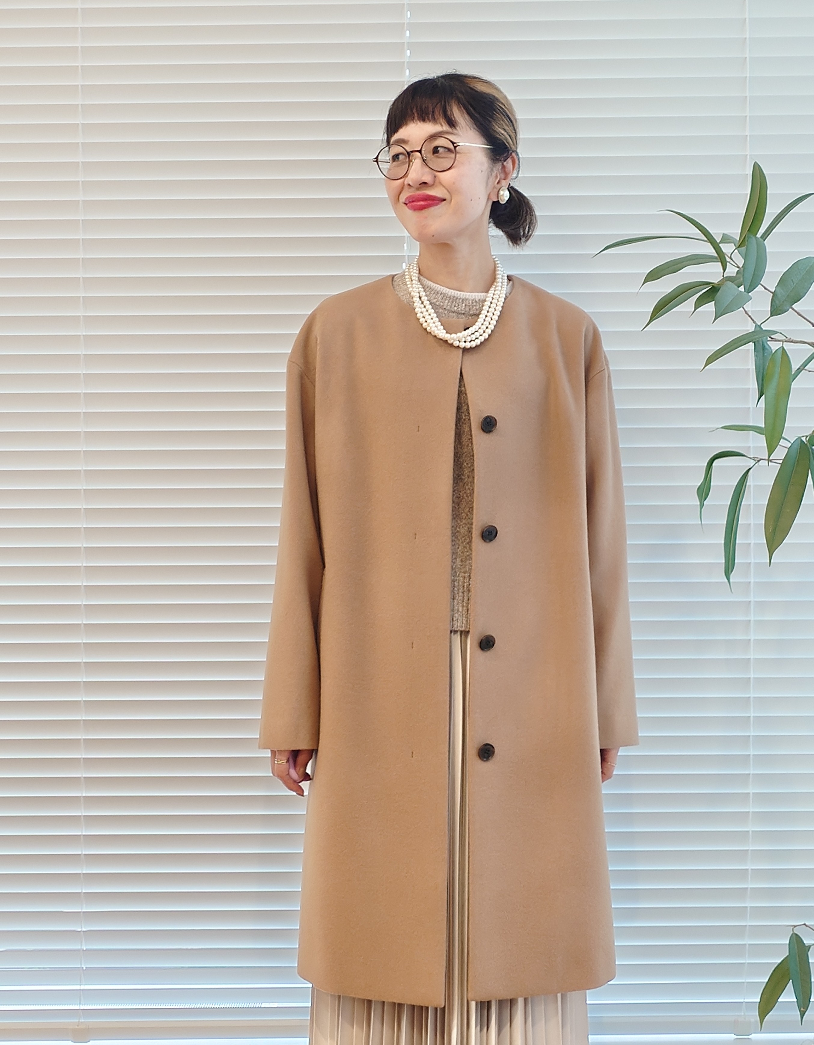 MUTSUKOさんの「UNTITLED｜【名品】ウールカシミヤノーカラーコート」を使ったコーディネート