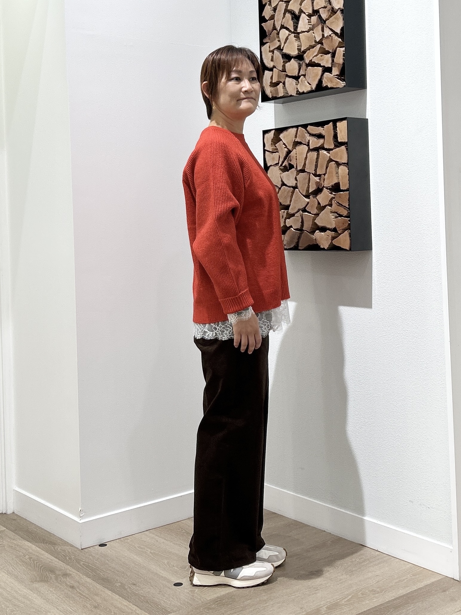 rairaiさんの「Dessin｜【洗濯機OK/サスティナブル/6色展開】編地切替ラグラン ニットプルオーバー」を使ったコーディネート
