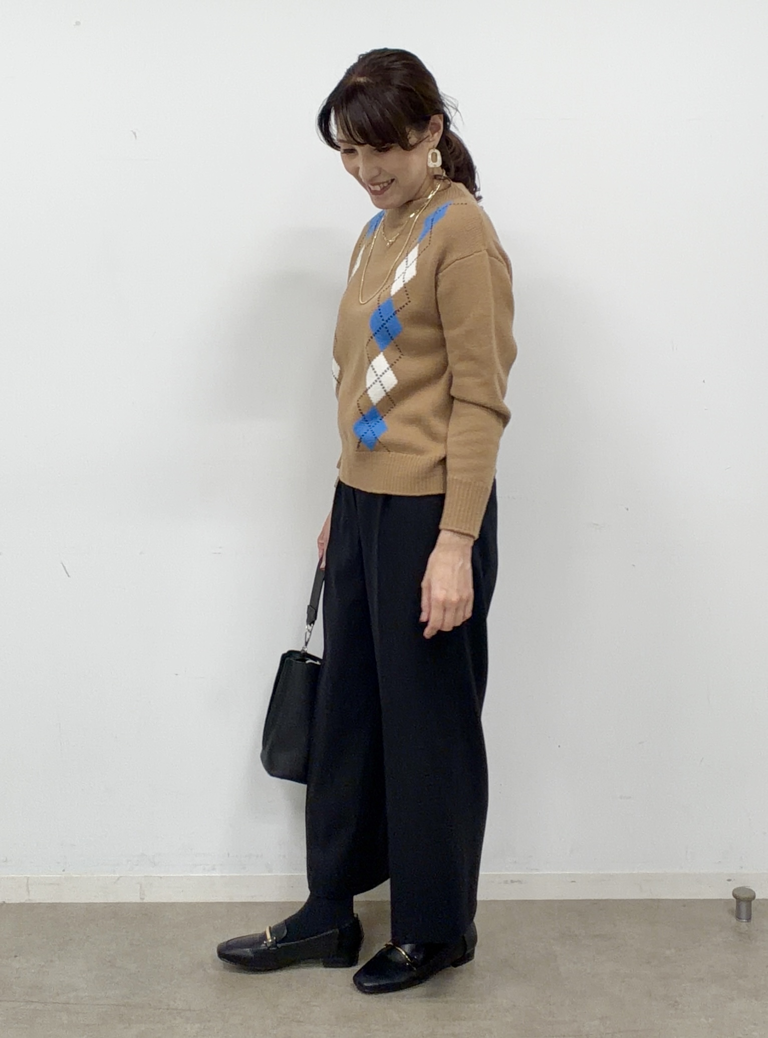 ayaさんの「Reflect｜アーガイル柄ニットトップス」を使ったコーディネート