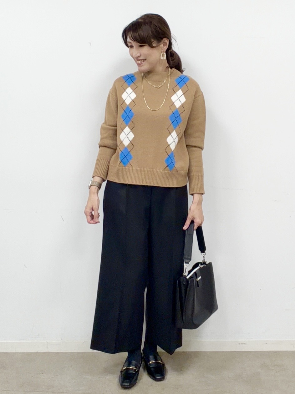 ayaさんの「Reflect｜アーガイル柄ニットトップス」を使ったコーディネート