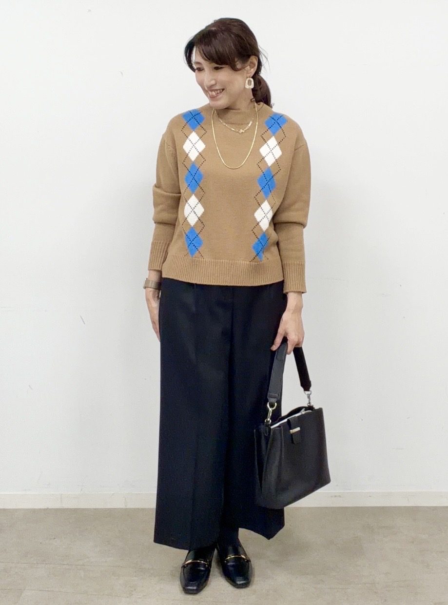 ayaさんの「Reflect｜アーガイル柄ニットトップス」を使ったコーディネート
