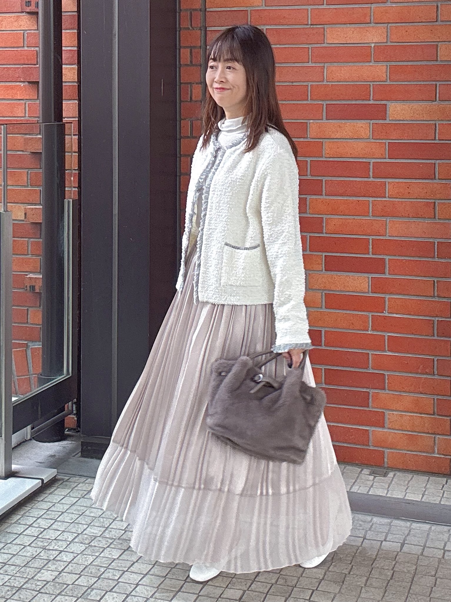 makiさんの「UNTITLED｜【ジャケットライク/秋羽織り】ファンシーヤーンツイードニットカーディガン」を使ったコーディネート