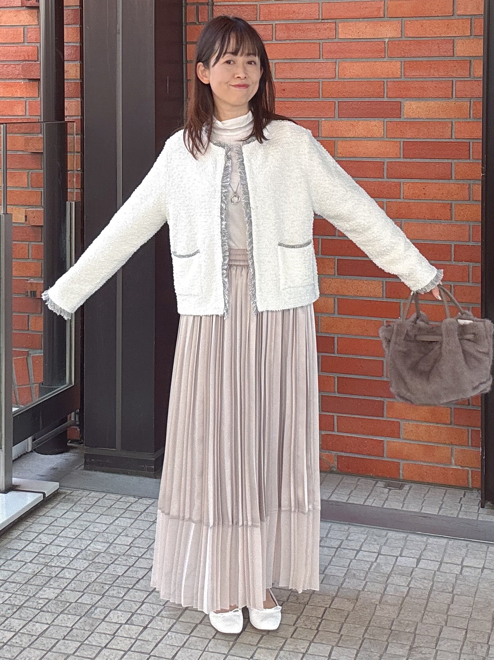 makiさんの「UNTITLED｜【ジャケットライク/秋羽織り】ファンシーヤーンツイードニットカーディガン」を使ったコーディネート