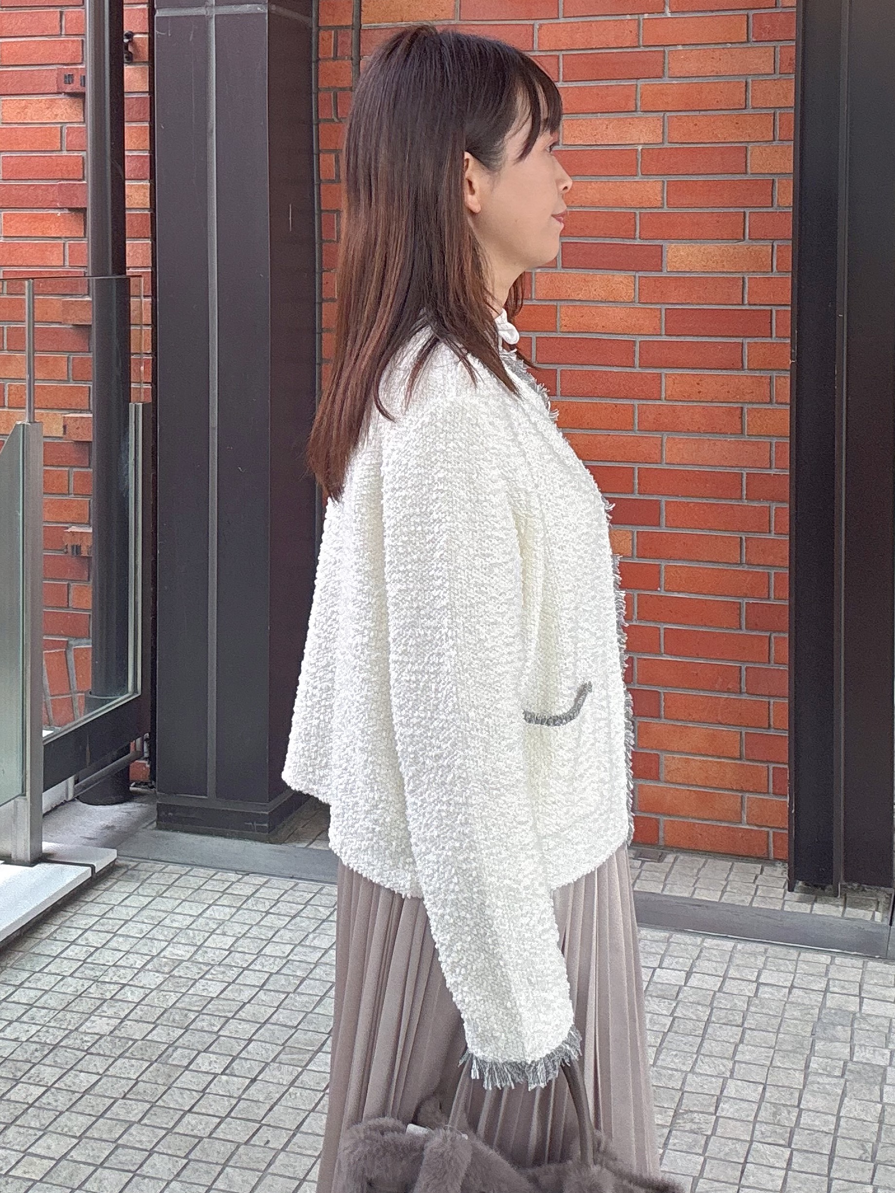 makiさんの「UNTITLED｜【ジャケットライク/秋羽織り】ファンシーヤーンツイードニットカーディガン」を使ったコーディネート