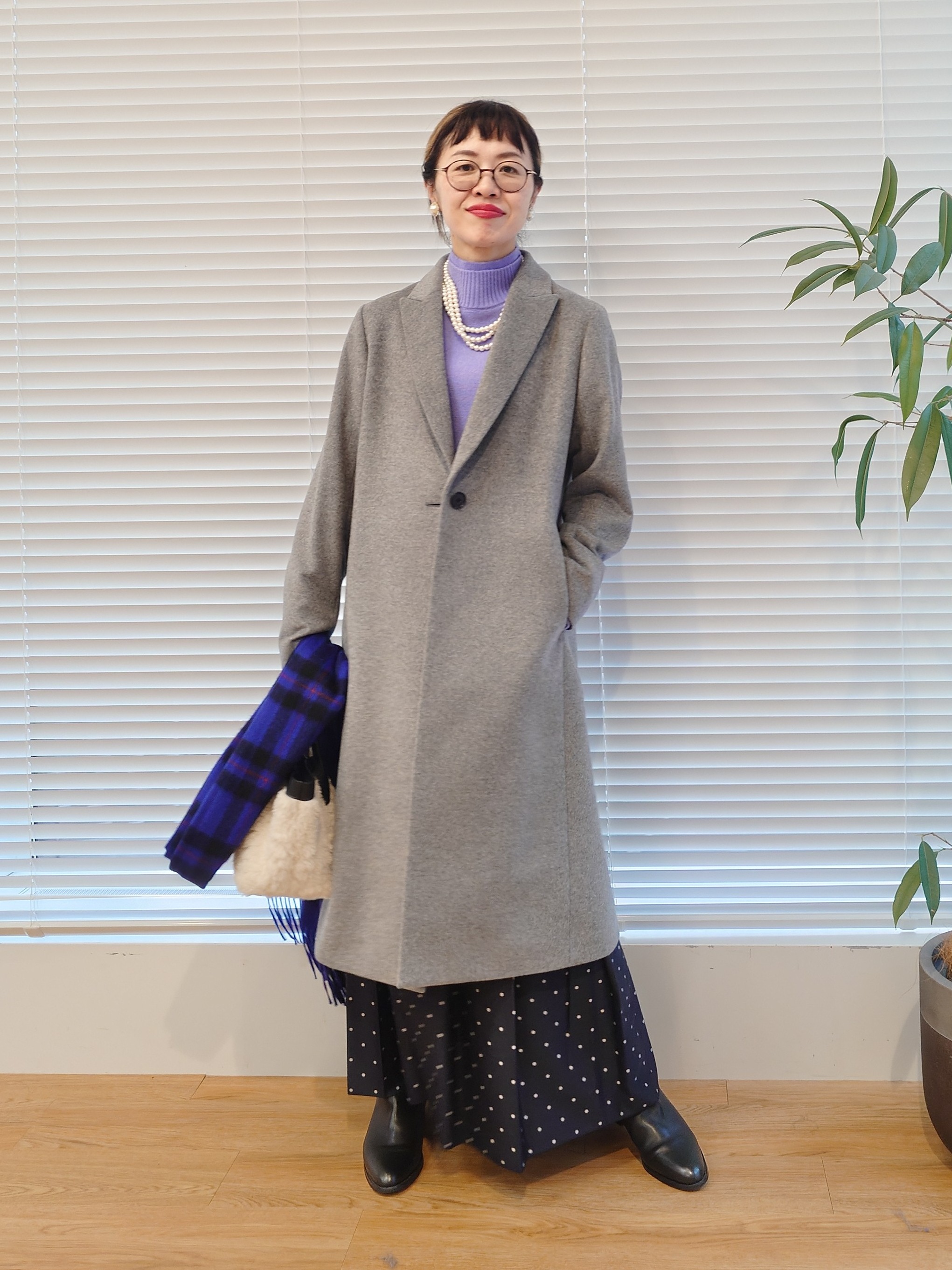 MUTSUKOさんの「UNTITLED｜ウールカシミヤテーラーコート」を使ったコーディネート