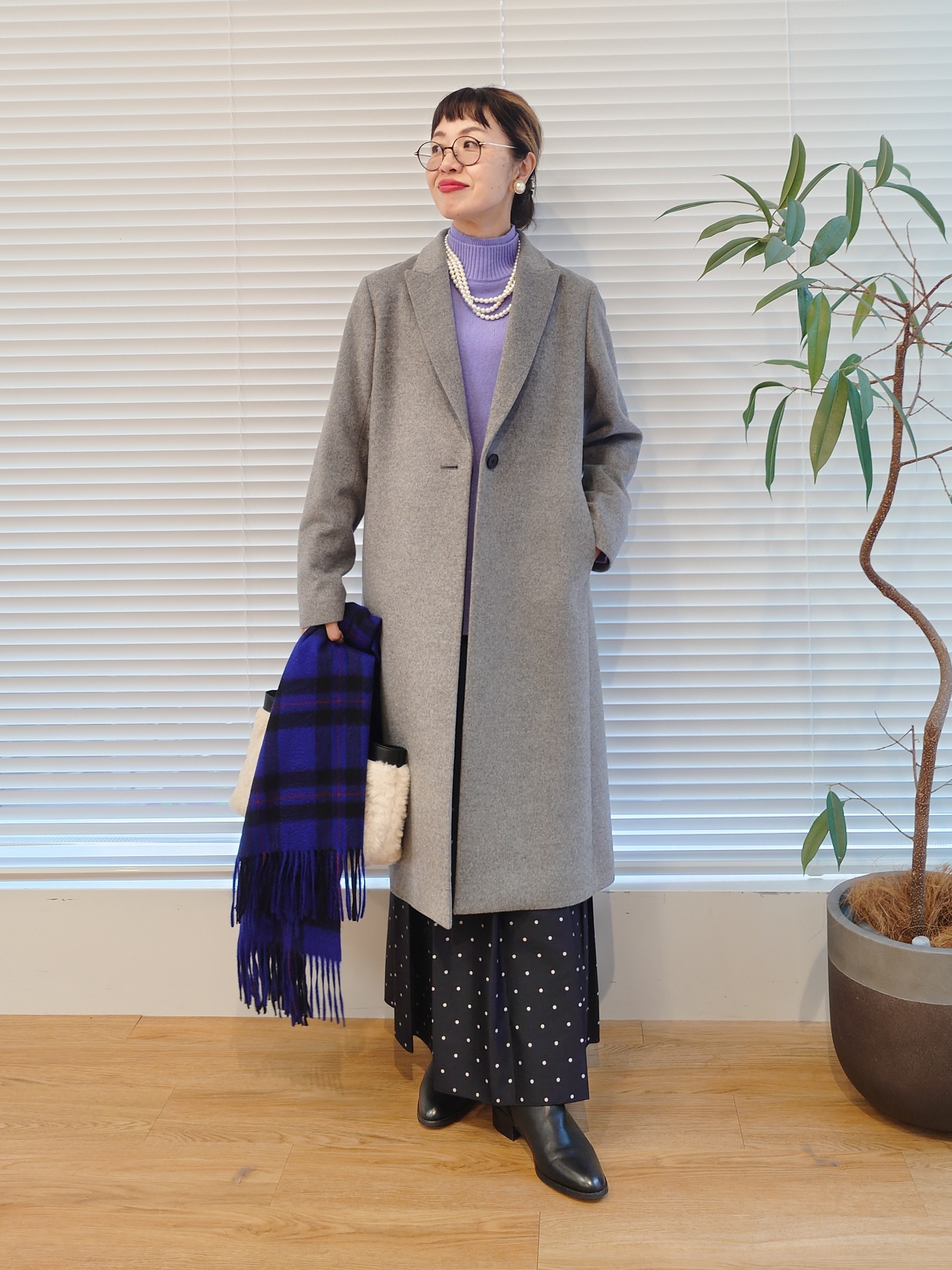 MUTSUKOさんの「UNTITLED｜ウールカシミヤテーラーコート」を使ったコーディネート