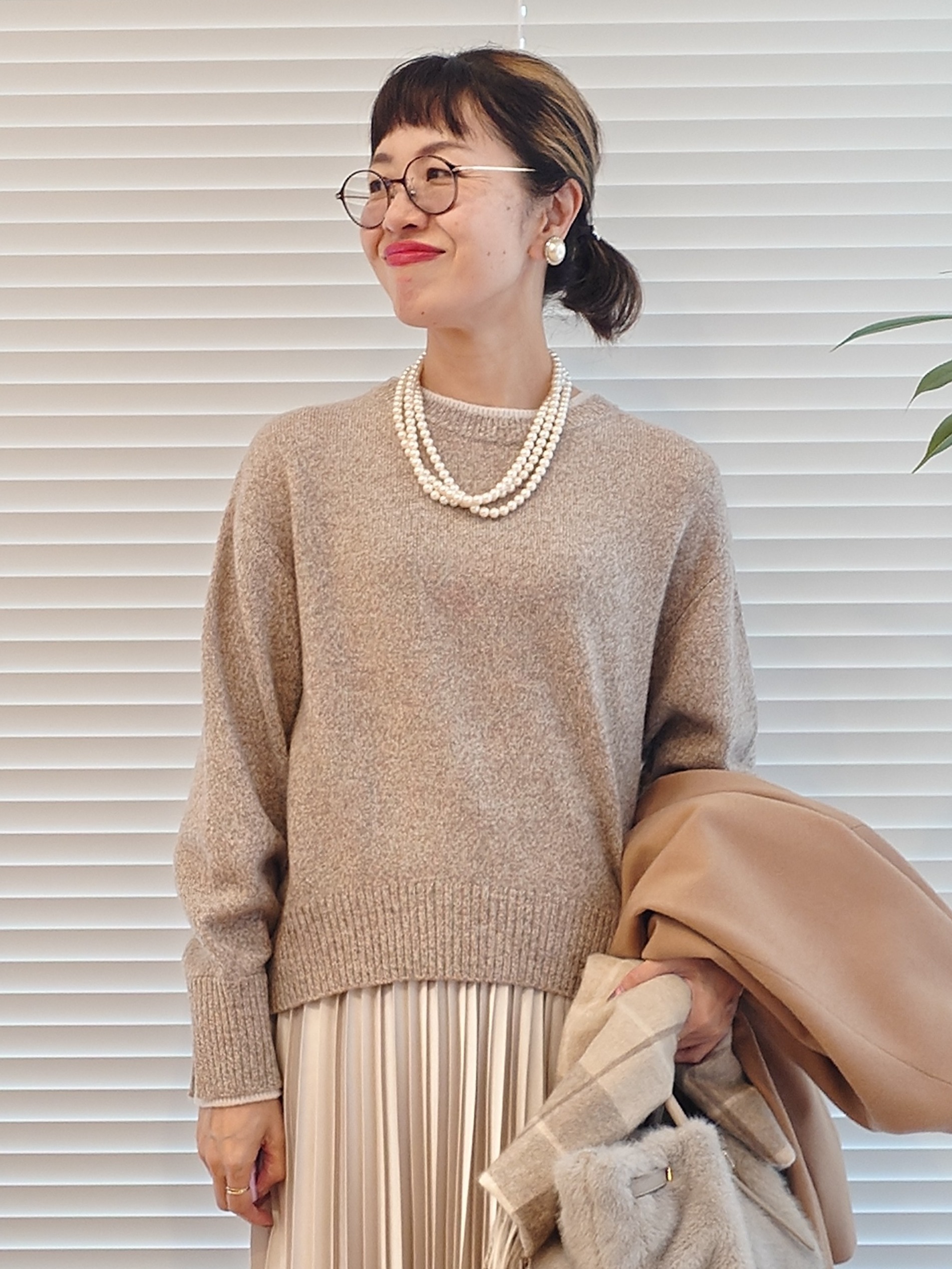 MUTSUKOさんの「UNTITLED｜【名品】ウールカシミヤノーカラーコート」を使ったコーディネート