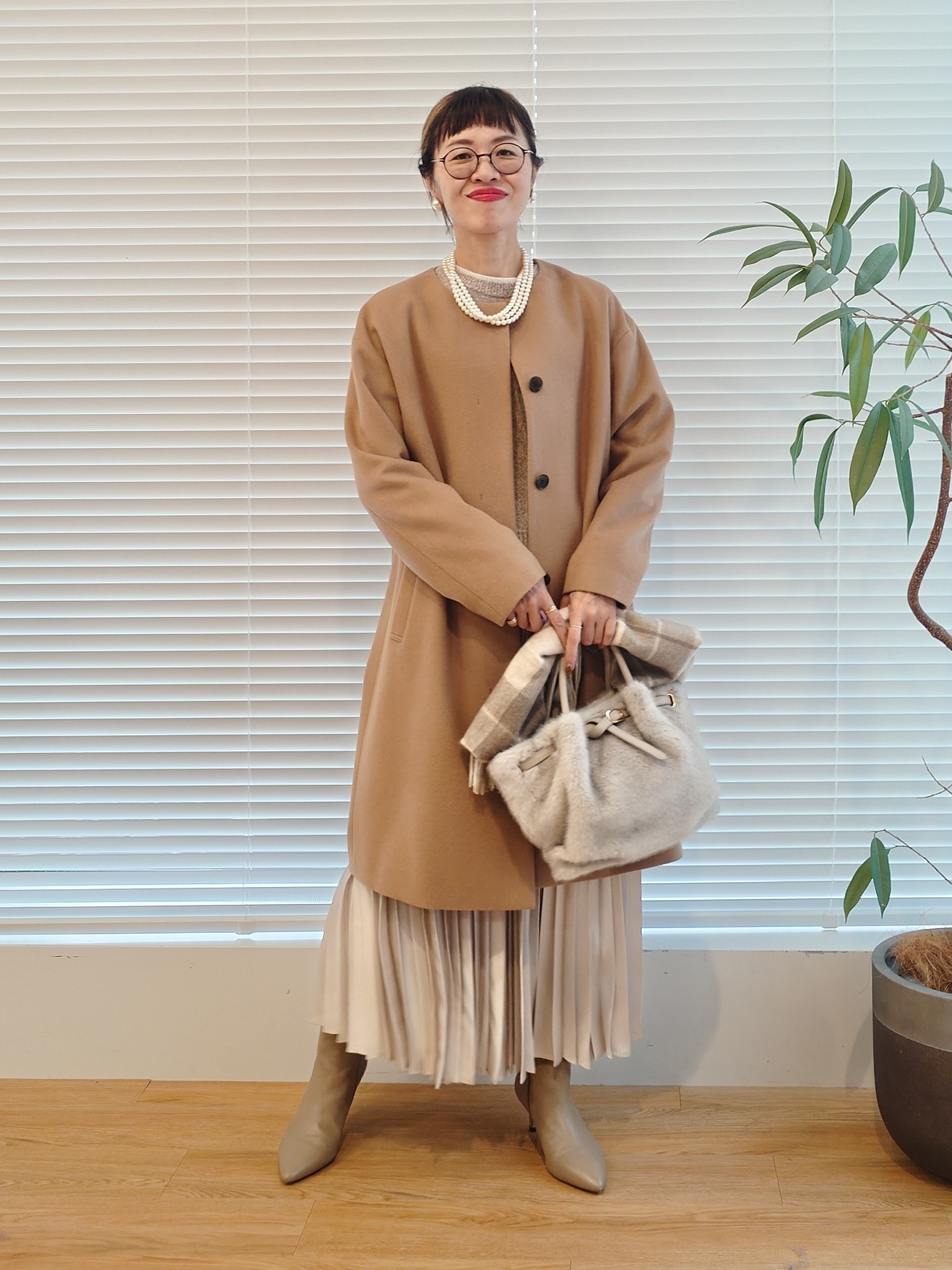MUTSUKOさんの「UNTITLED｜【名品】ウールカシミヤノーカラーコート」を使ったコーディネート