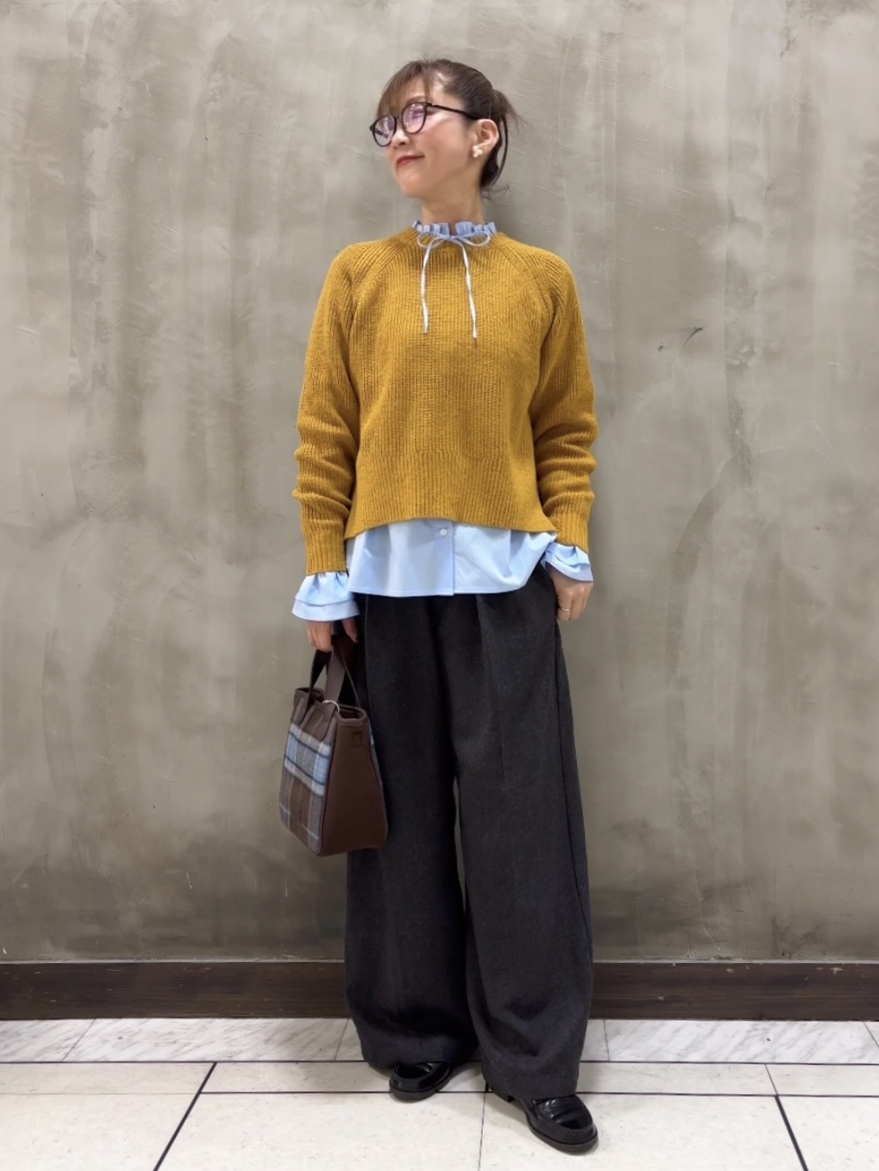 Yasucoさんの「Dessin｜【洗濯機OK】ネップミックス畦 ラグランニット」を使ったコーディネート