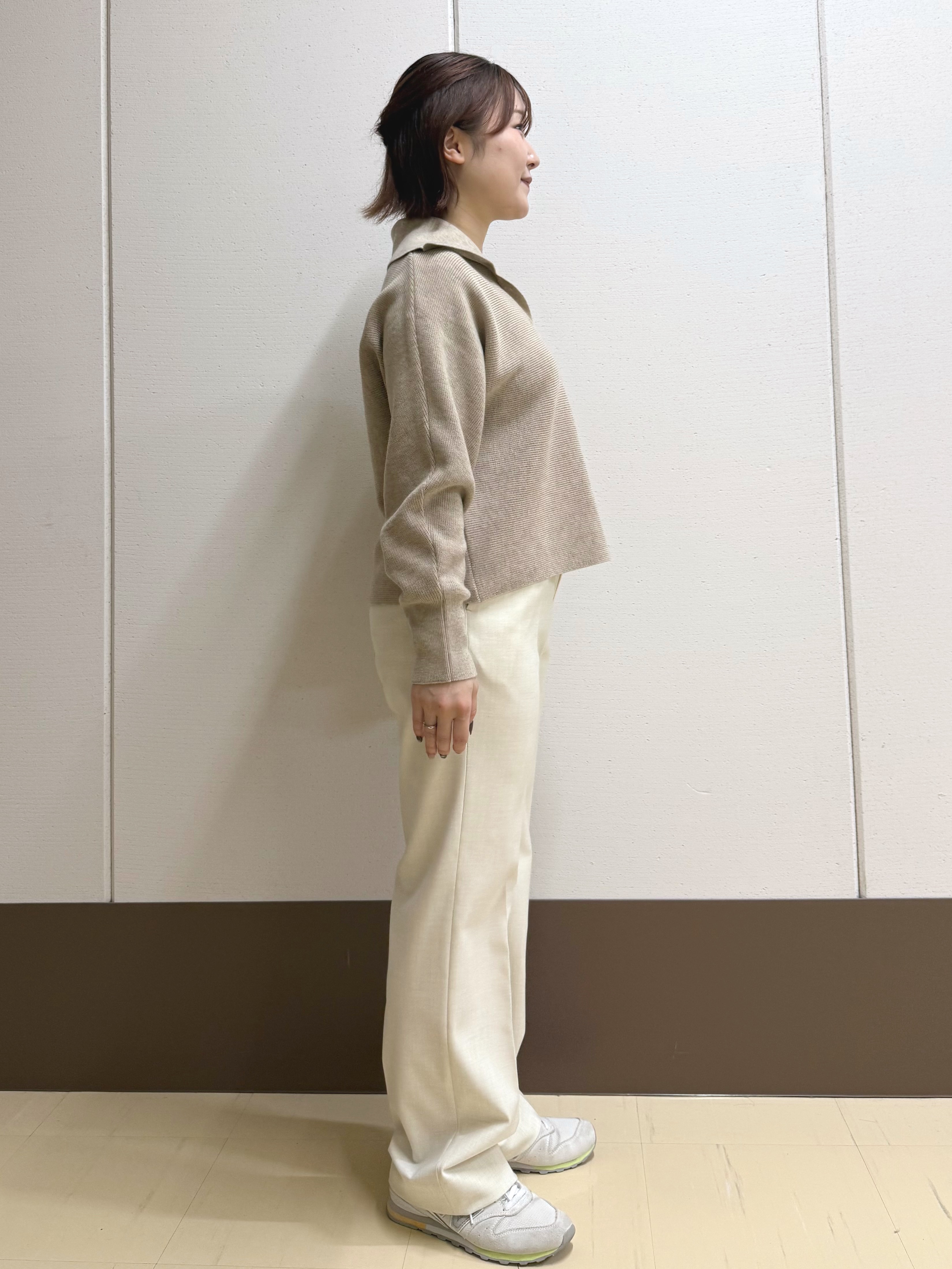 Rikoさんの「INDIVI｜【ウール混／クロップド丈】畦編みスキッパー衿ニット」を使ったコーディネート