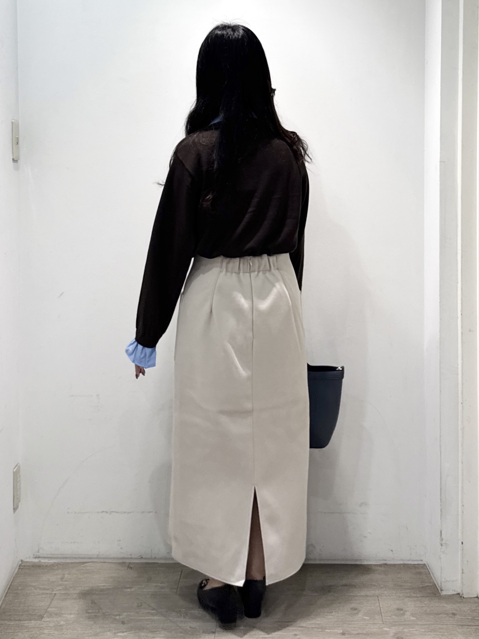 yuicciさんの「OPAQUE.CLIP｜シャツレイヤード風ポロニット【洗濯機OK】」を使ったコーディネート