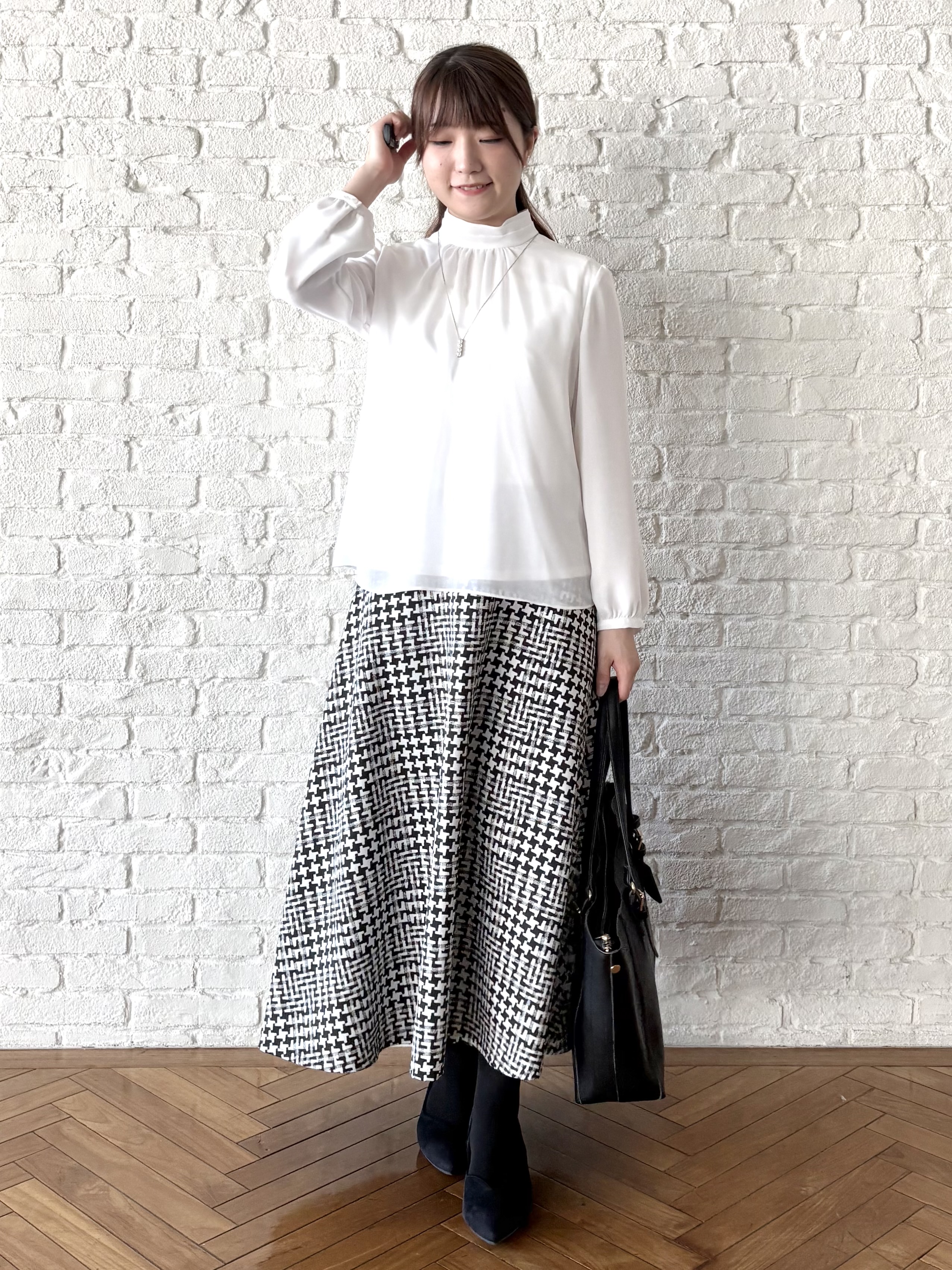 mikiさんの「Reflect｜【SS-4Lサイズ／通勤／セレモニー】プチハイネック シフォンブラウス」を使ったコーディネート