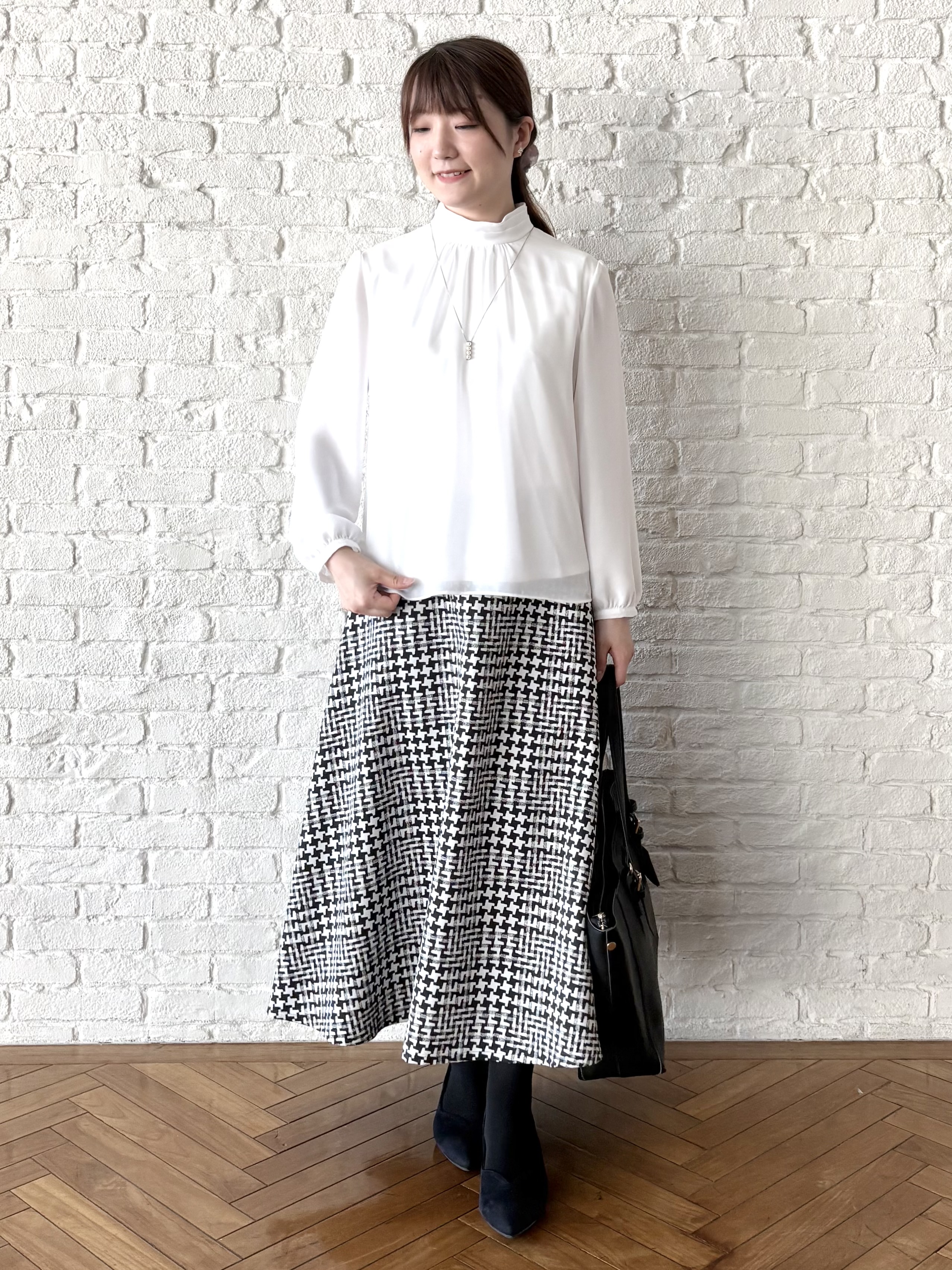 mikiさんの「Reflect｜【SS-4Lサイズ／通勤／セレモニー】プチハイネック シフォンブラウス」を使ったコーディネート