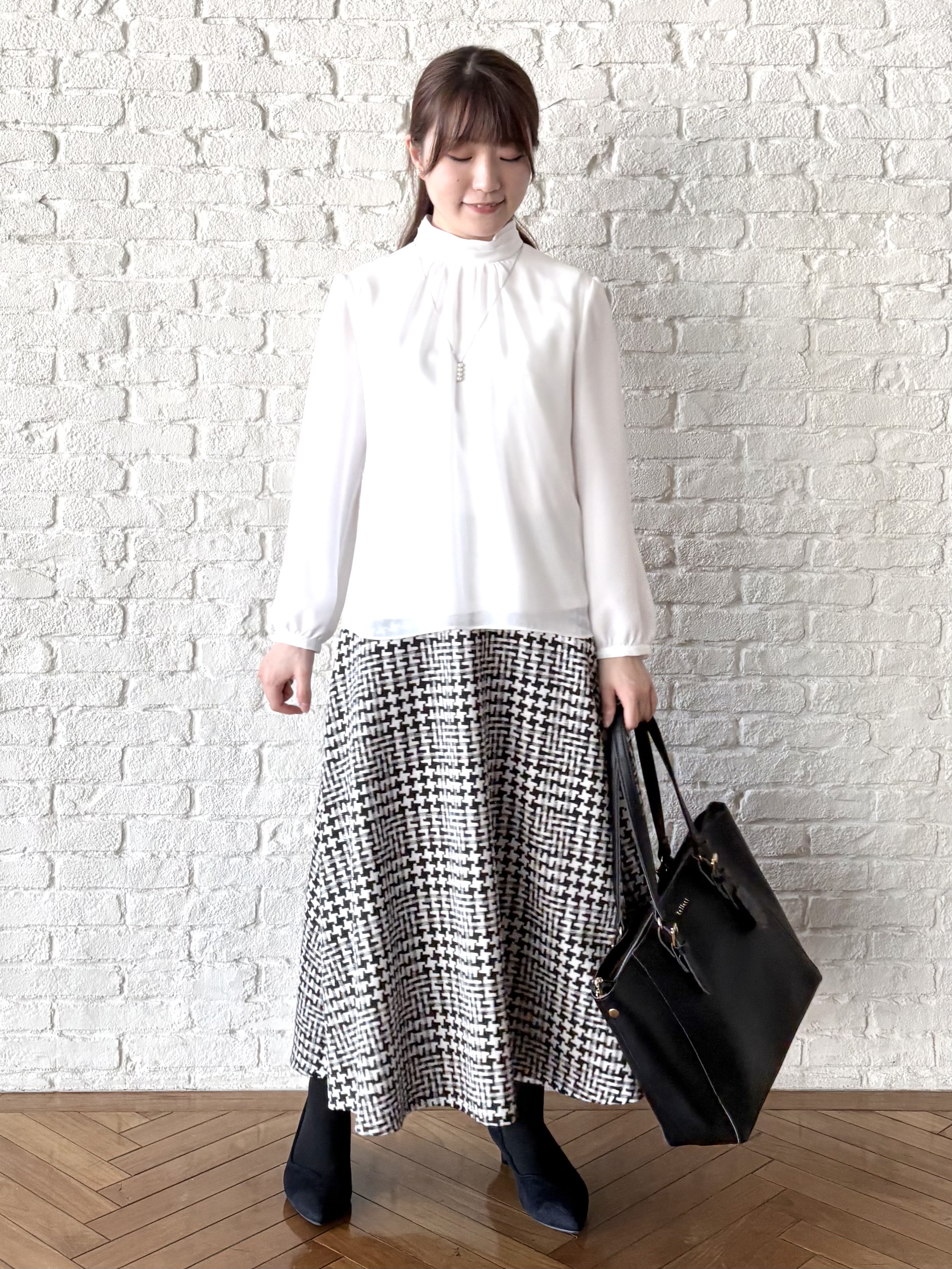 mikiさんの「Reflect｜【SS-4Lサイズ／通勤／セレモニー】プチハイネック シフォンブラウス」を使ったコーディネート