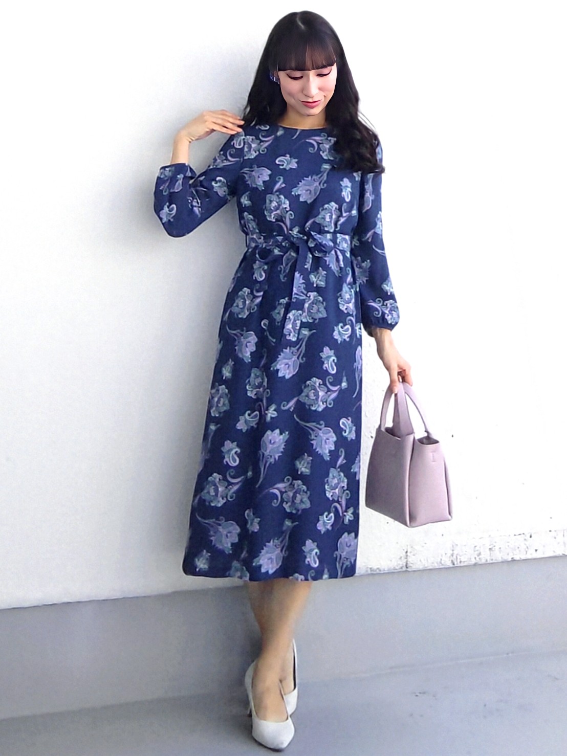 keinaさんの「SunaUna｜【手洗い可／日本製】ペイズリー柄パフスリーブワンピース」を使ったコーディネート