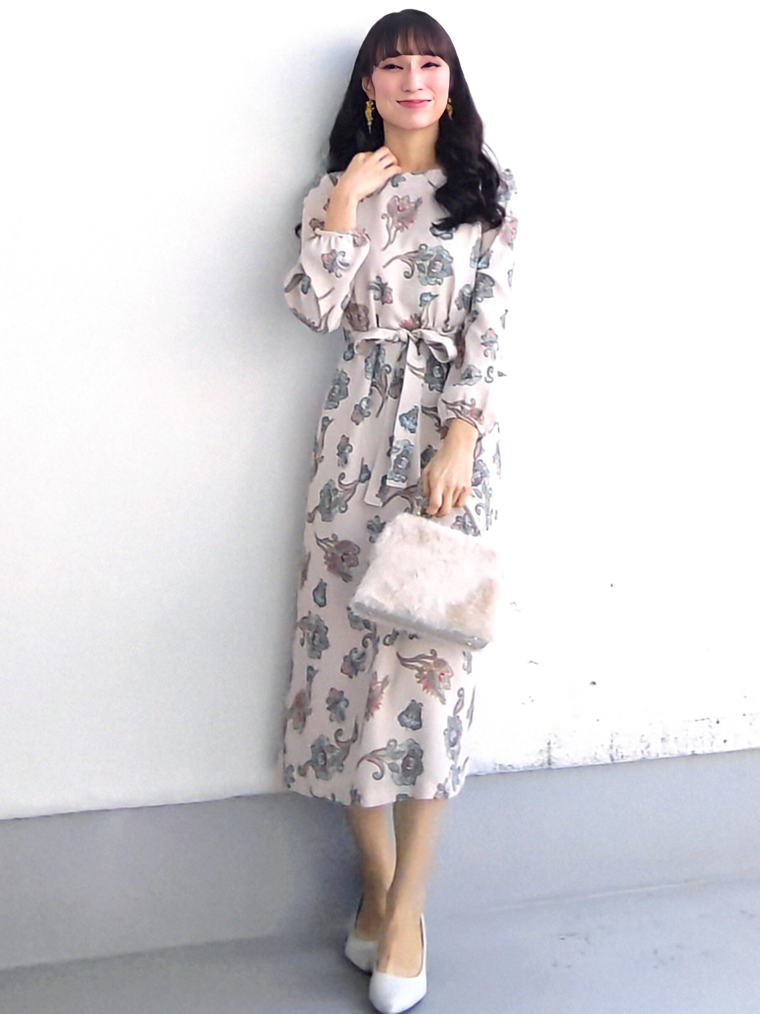 keinaさんの「SunaUna｜【手洗い可／日本製】ペイズリー柄パフスリーブワンピース」を使ったコーディネート
