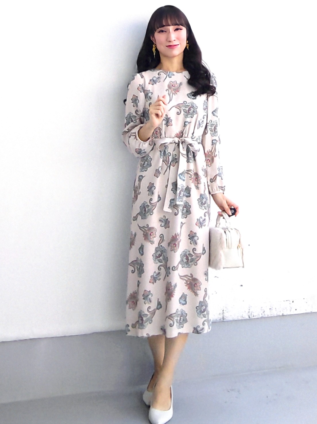 keinaさんの「SunaUna｜【手洗い可／日本製】ペイズリー柄パフスリーブワンピース」を使ったコーディネート