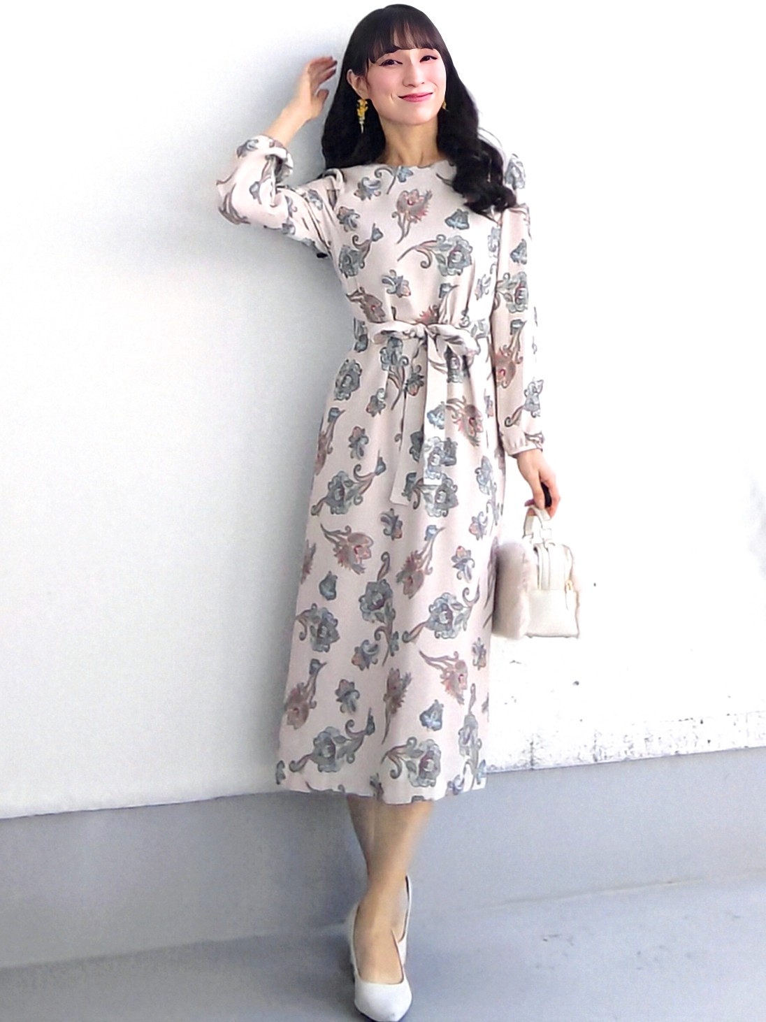 keinaさんの「SunaUna｜【手洗い可／日本製】ペイズリー柄パフスリーブワンピース」を使ったコーディネート