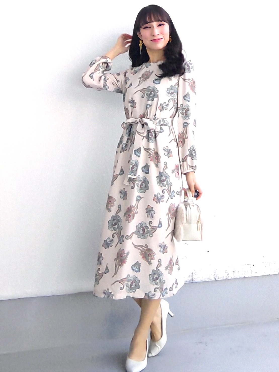 keinaさんの「SunaUna｜【手洗い可／日本製】ペイズリー柄パフスリーブワンピース」を使ったコーディネート