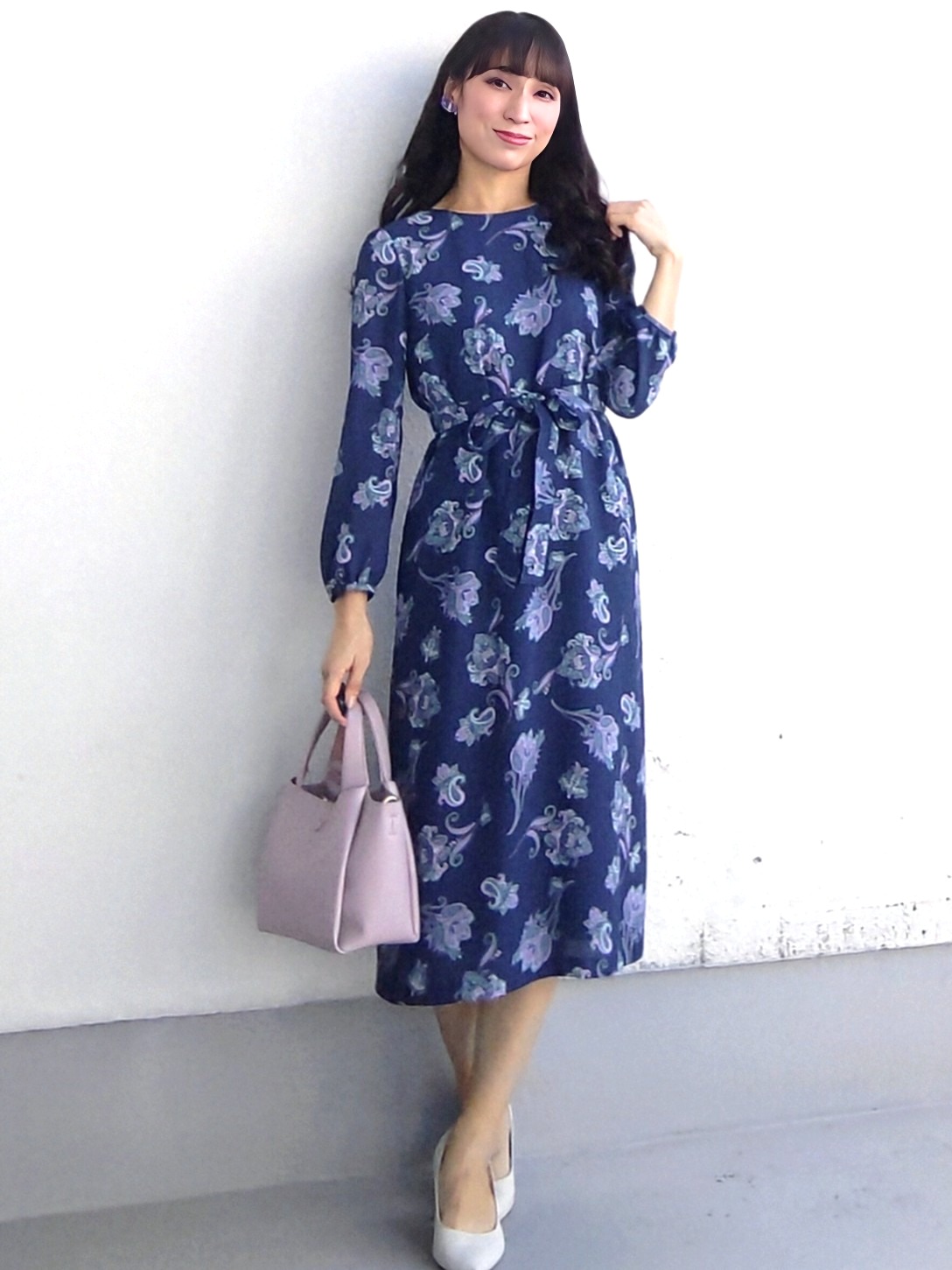 keinaさんの「SunaUna｜【手洗い可／日本製】ペイズリー柄パフスリーブワンピース」を使ったコーディネート