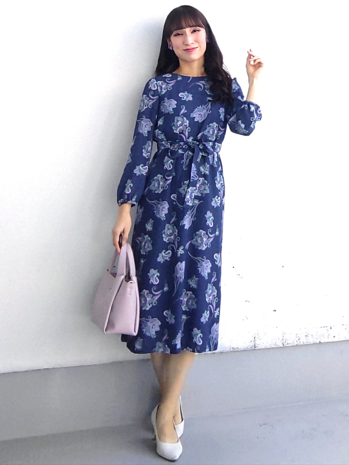 keinaさんの「SunaUna｜【手洗い可／日本製】ペイズリー柄パフスリーブワンピース」を使ったコーディネート